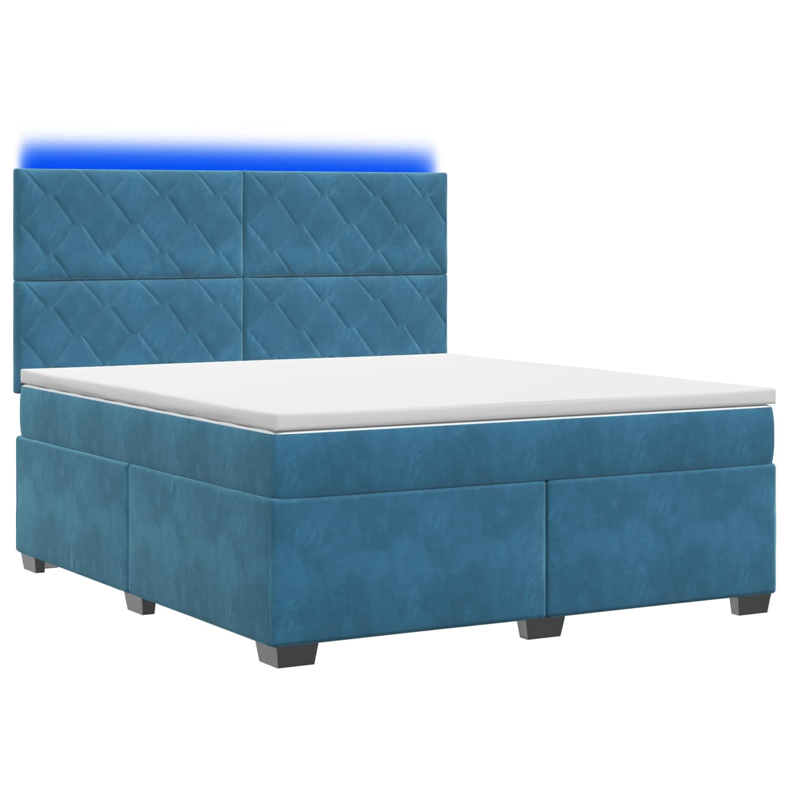 Κρεβάτι box spring με στρώμα Μπλε 160 x 200 cm Βελούδο