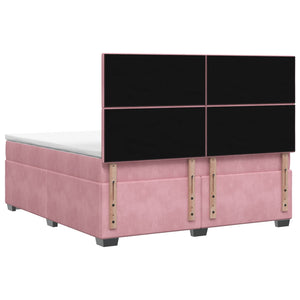 Κρεβάτι box spring με στρώμα Ροζ 160 x 200 cm Βελούδο - Pakobazaar