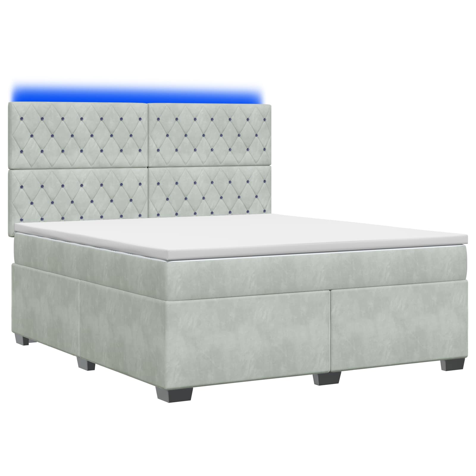 Κρεβάτι box spring με στρώμα Ανοιχτό γκρι 180 x 200 cm Βελούδο - Pakobazaar