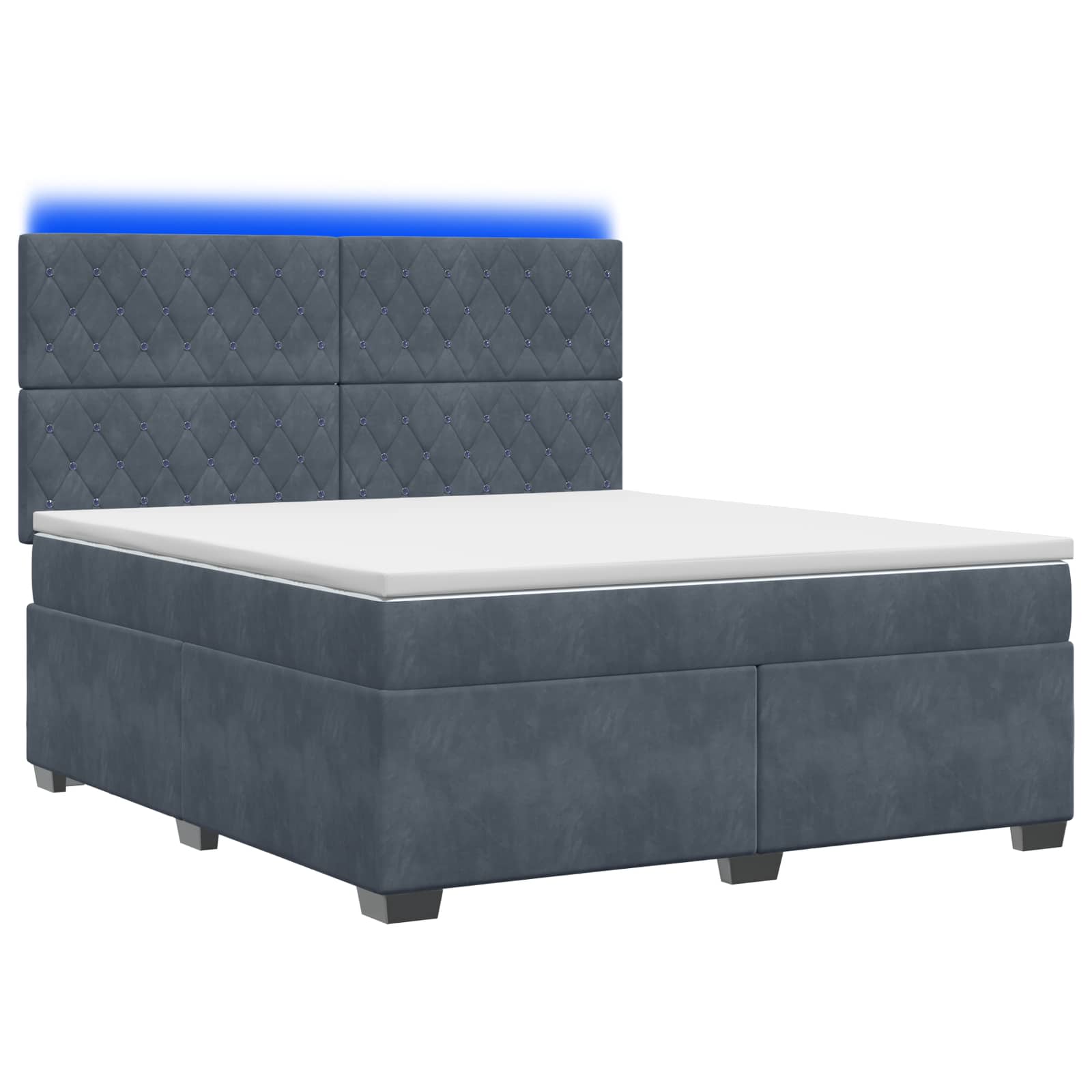 Κρεβάτι box spring με στρώμα Σκούρο Γκρι 180 x 200 cm Βελούδο - Pakobazaar