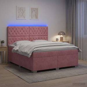Κρεβάτι box spring με στρώμα Ροζ 140 x 200 cm Βελούδο