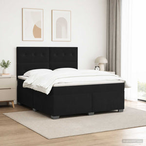 Κρεβάτι box spring με στρώμα Μαύρο 160 x 200 cm Βελούδο