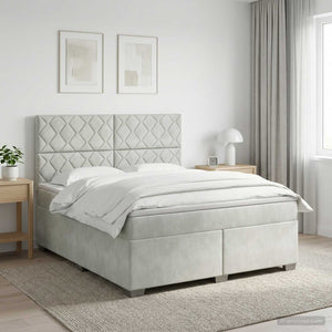 Κρεβάτι box spring με στρώμα Ανοιχτό γκρι 160 x 200 cm Βελούδο - Pakobazaar