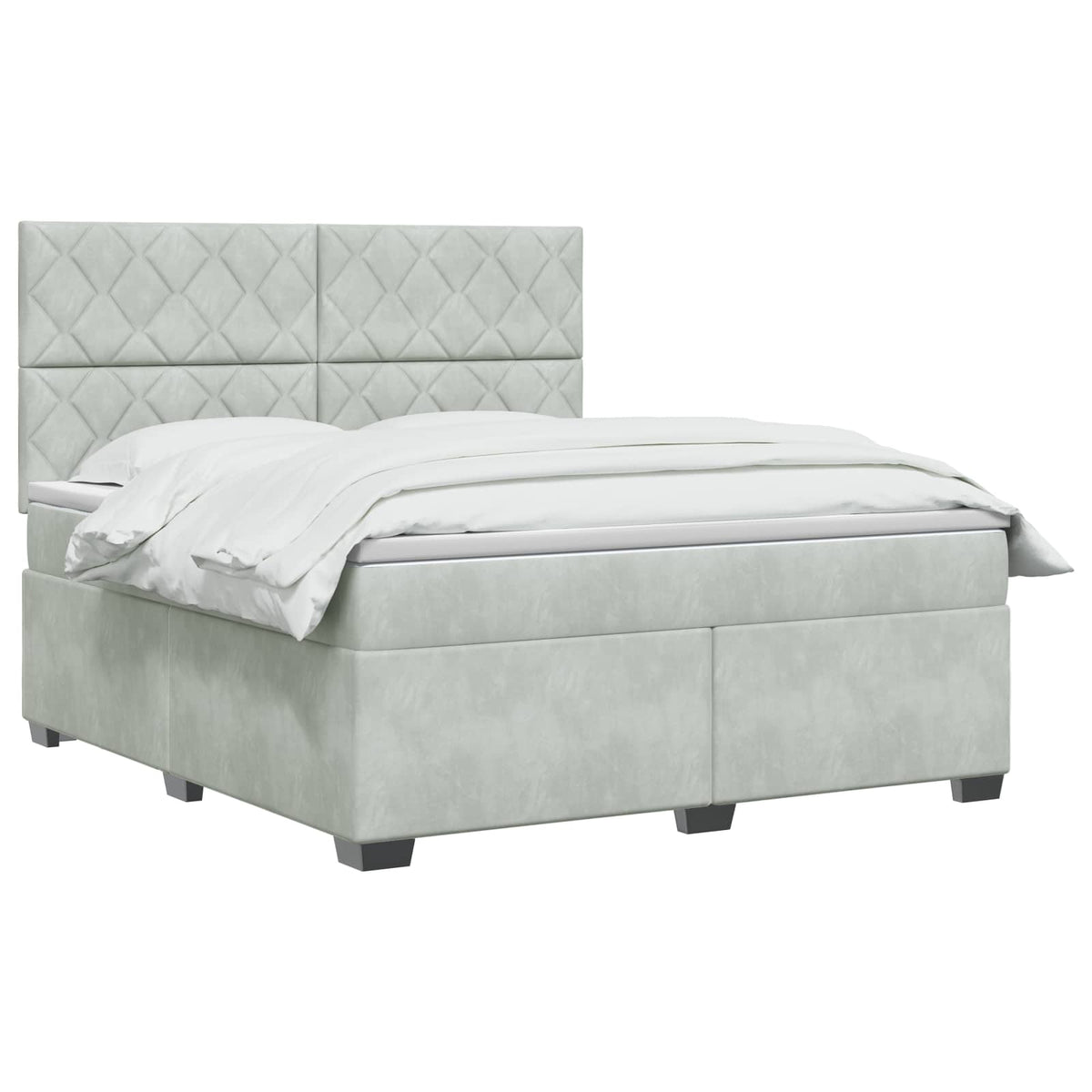 Κρεβάτι box spring με στρώμα Ανοιχτό γκρι 180 x 200 cm Βελούδο - Pakobazaar