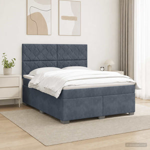 Κρεβάτι box spring με στρώμα Σκούρο Γκρι 180 x 200 cm Βελούδο - Pakobazaar