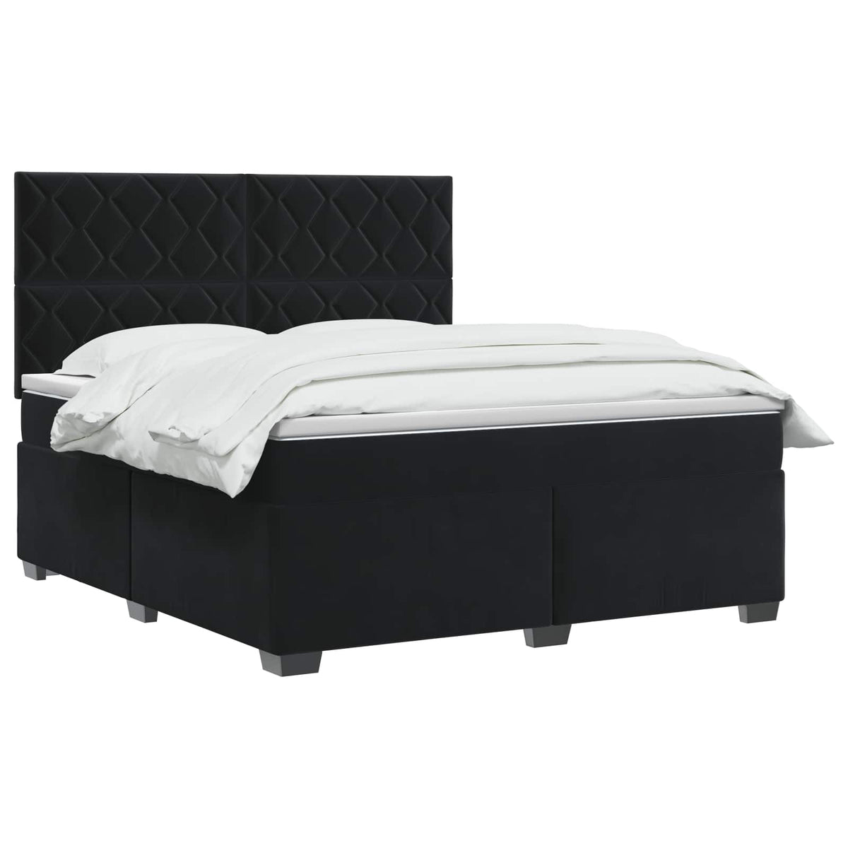 Κρεβάτι box spring με στρώμα Μαύρο 180 x 200 cm Βελούδο - Pakobazaar
