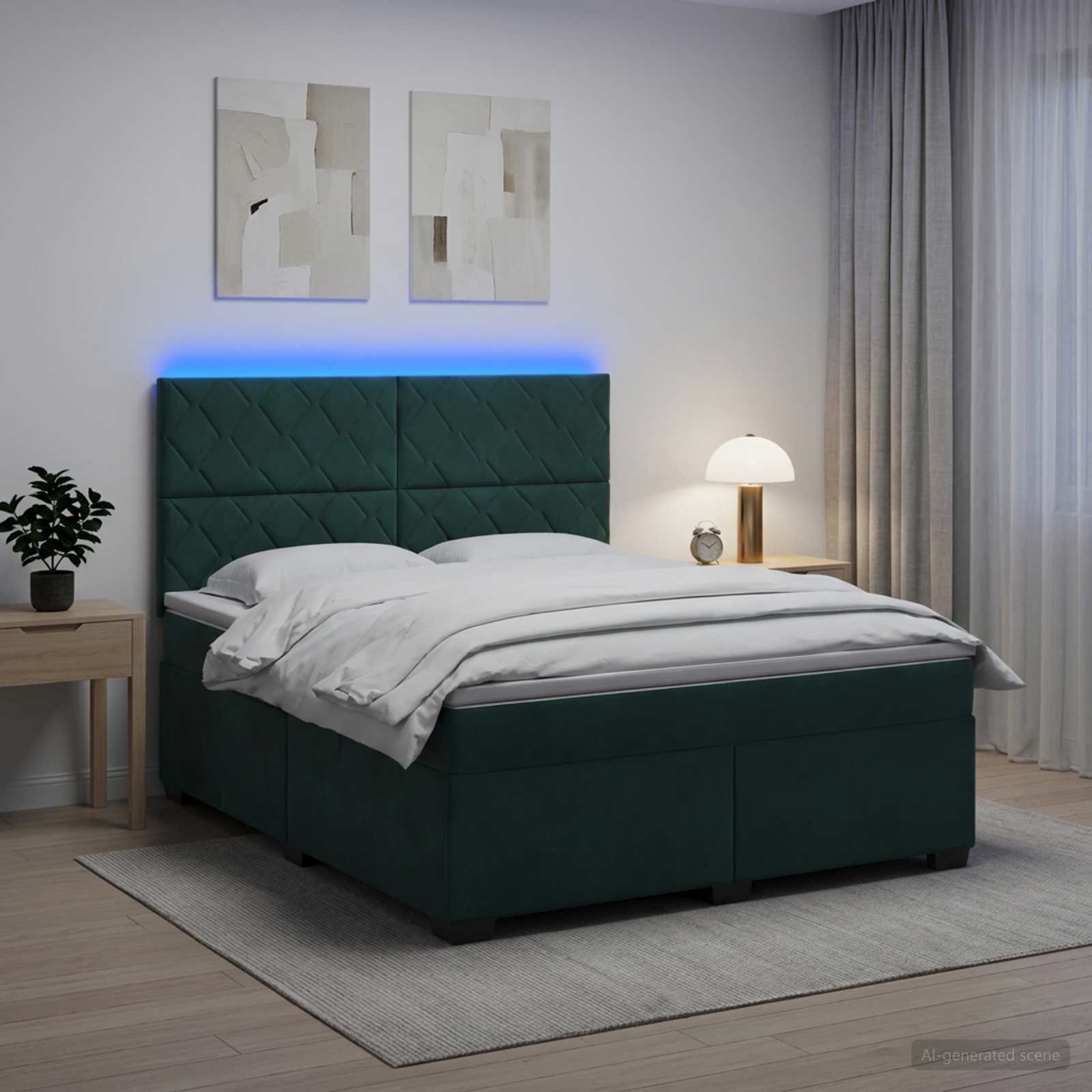 Κρεβάτι box spring με στρώμα Σκούρο Πράσινο 160 x 200 cm - Pakobazaar
