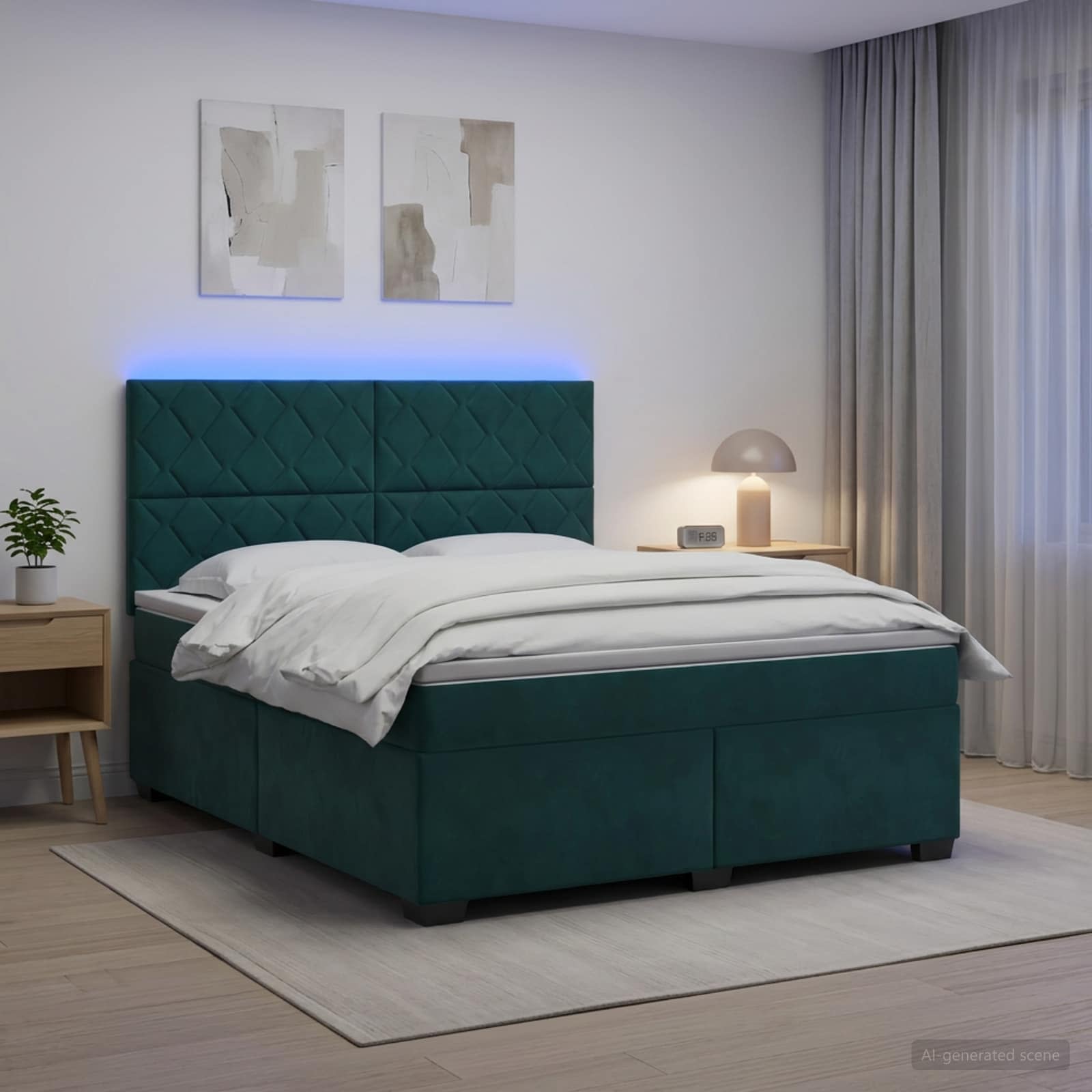 Κρεβάτι box spring με στρώμα Σκούρο Πράσινο 160 x 200 cm - Pakobazaar