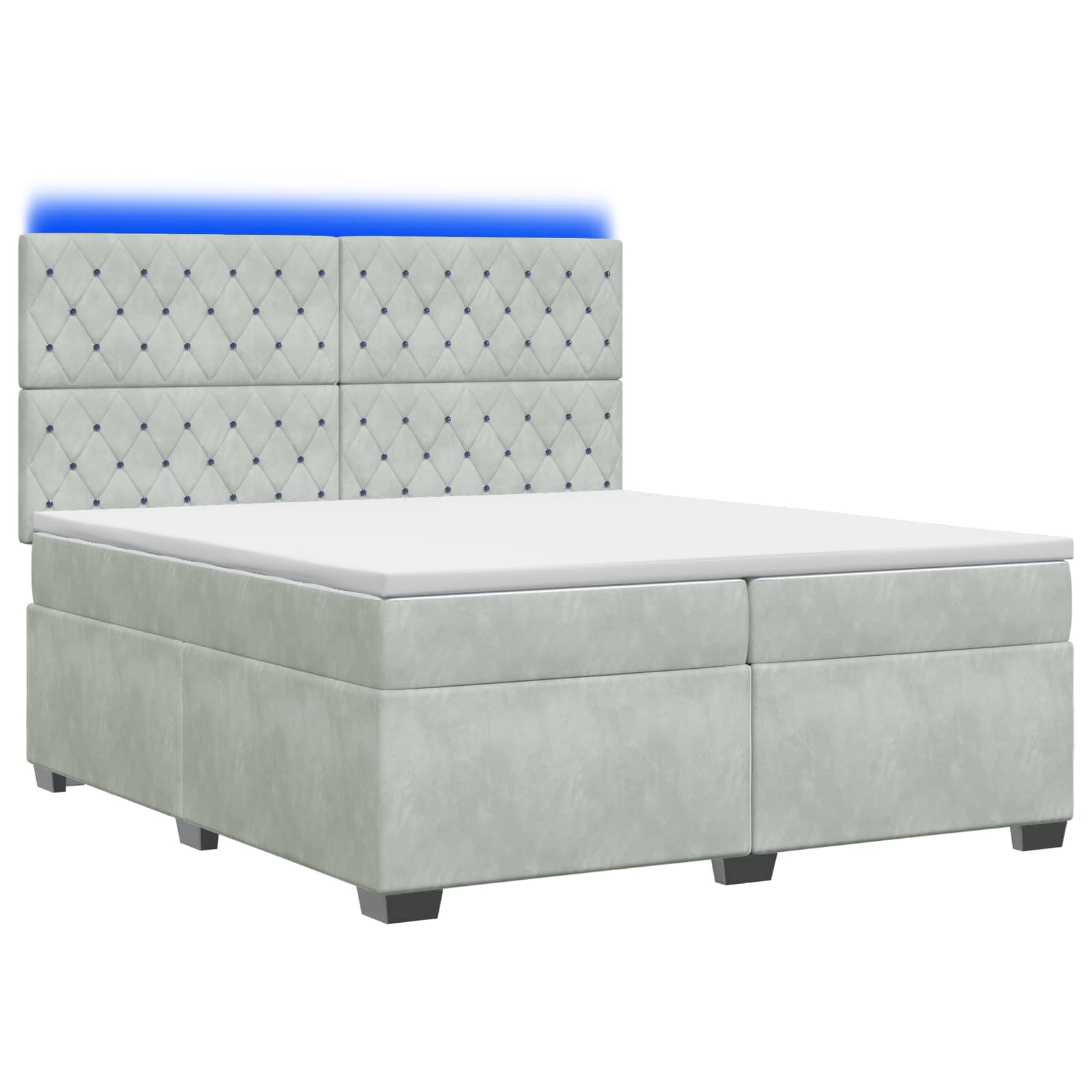 Κρεβάτι box spring με στρώμα Ανοιχτό γκρι 200 x 200 cm Βελούδο