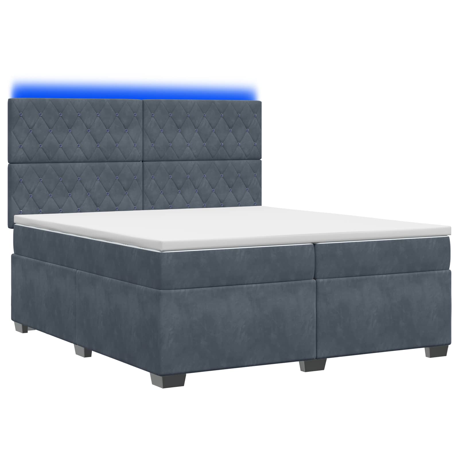 Κρεβάτι box spring με στρώμα Σκούρο Γκρι 200 x 200 cm Βελούδο - Pakobazaar