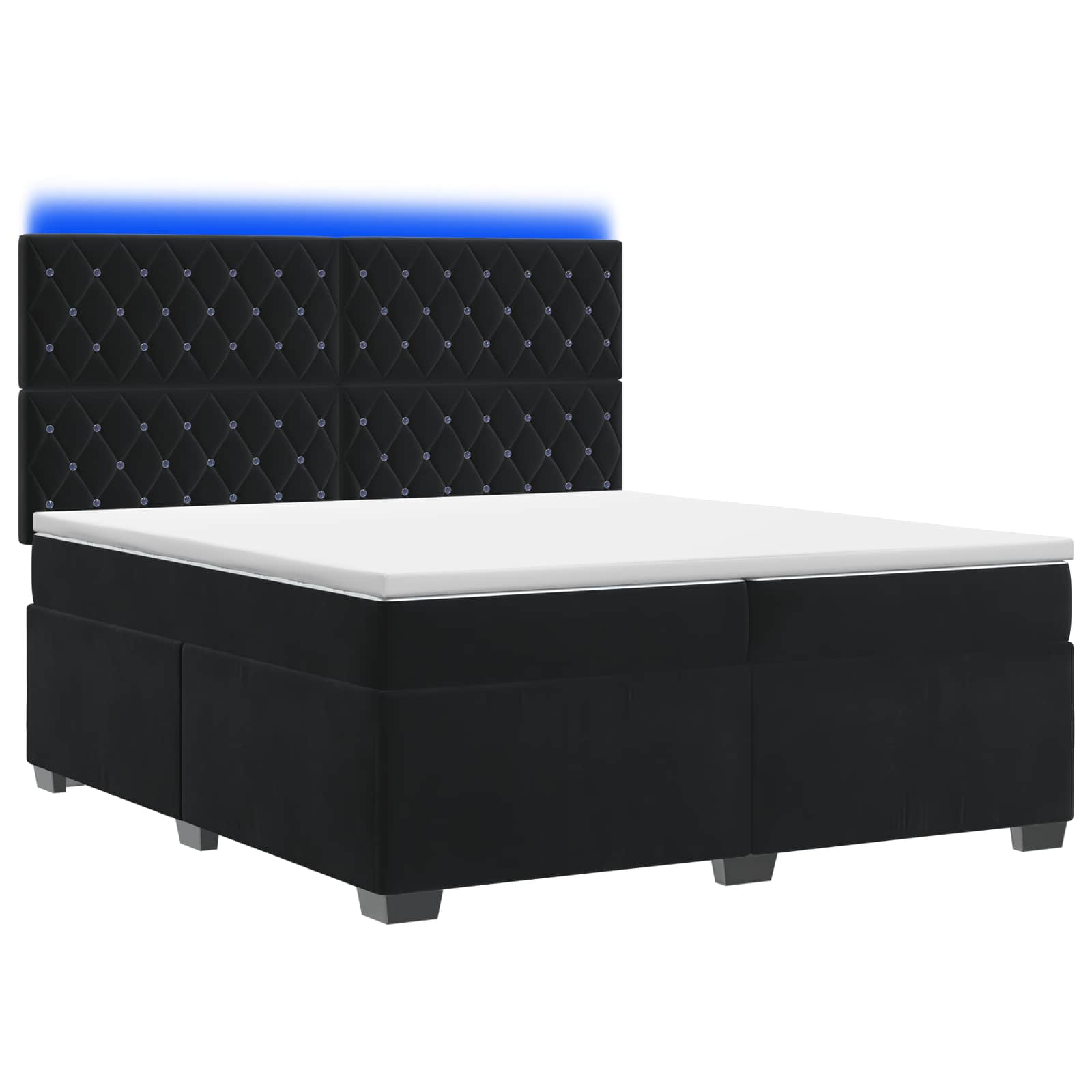 Κρεβάτι box spring με στρώμα Μαύρο 200 x 200 cm Βελούδο