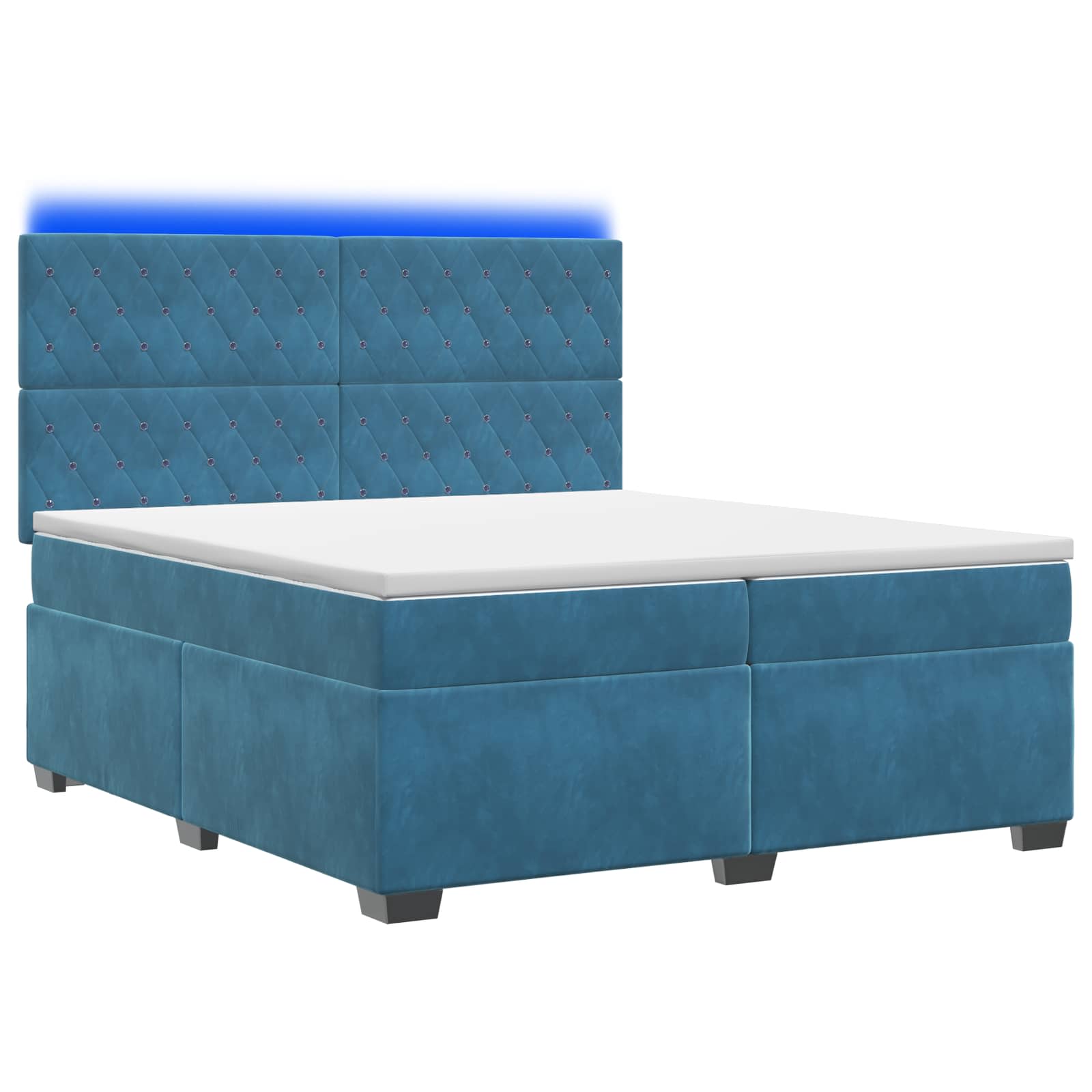 Κρεβάτι box spring με στρώμα Μπλε 200 x 200 cm Βελούδο - Pakobazaar