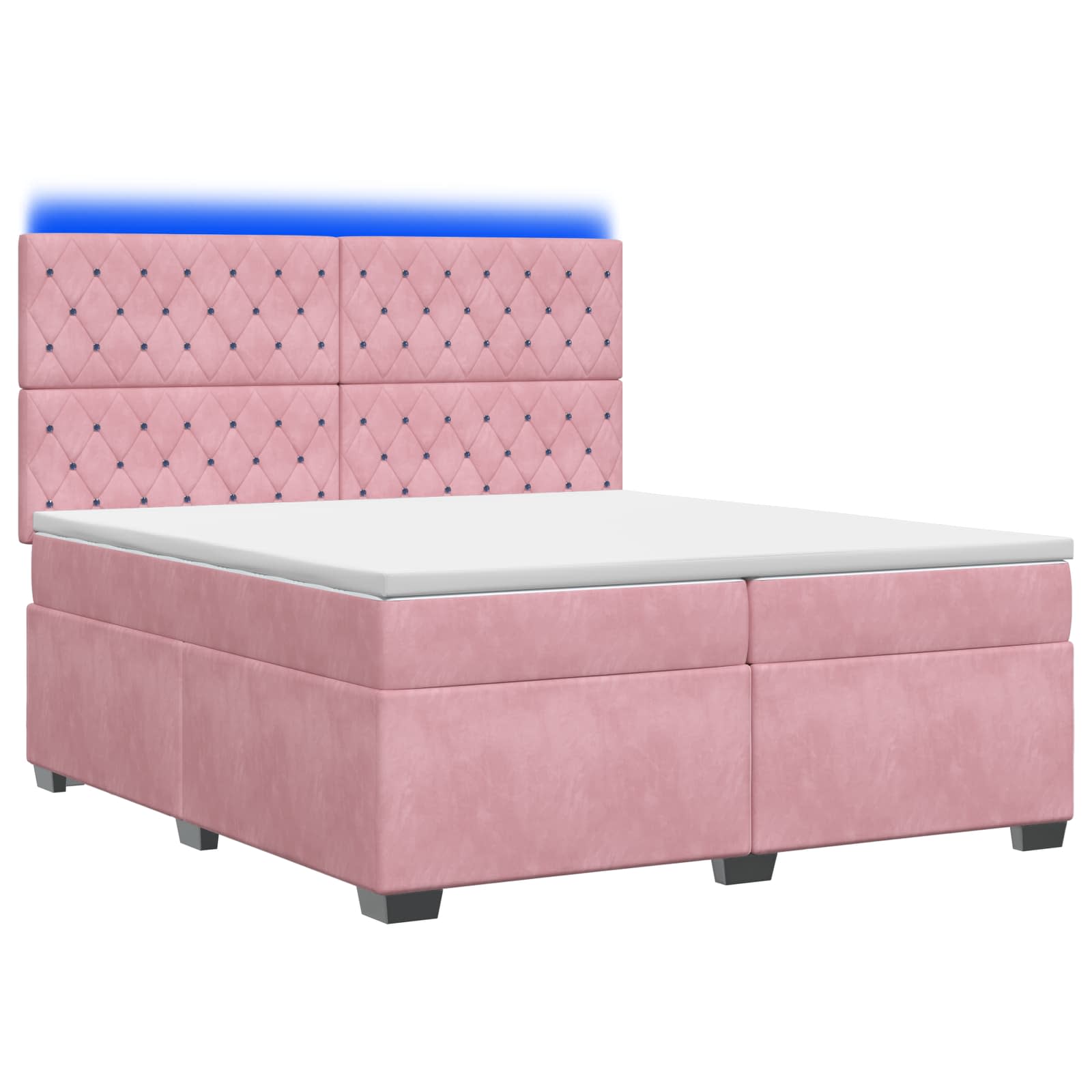 Κρεβάτι box spring με στρώμα Ροζ 200 x 200 cm Βελούδο