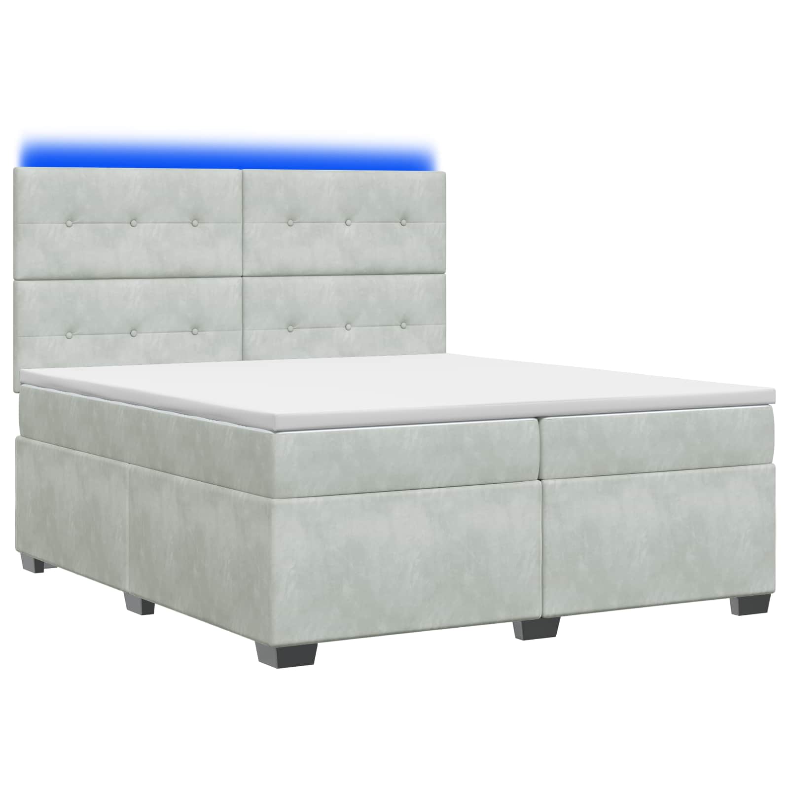 Κρεβάτι box spring με στρώμα Ανοιχτό γκρι 200 x 200 cm Βελούδο - Pakobazaar