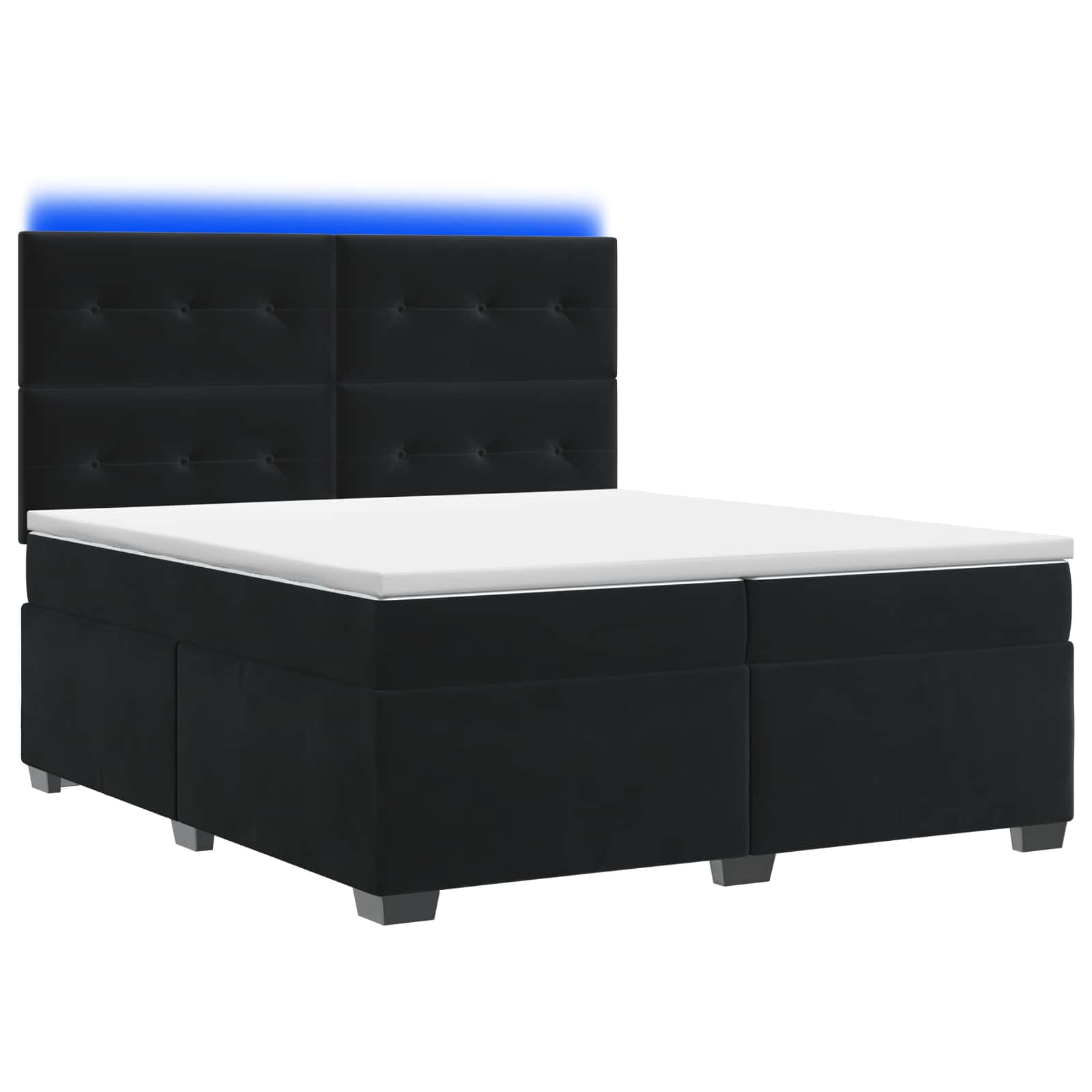 Κρεβάτι box spring με στρώμα Μαύρο 200 x 200 cm Βελούδο