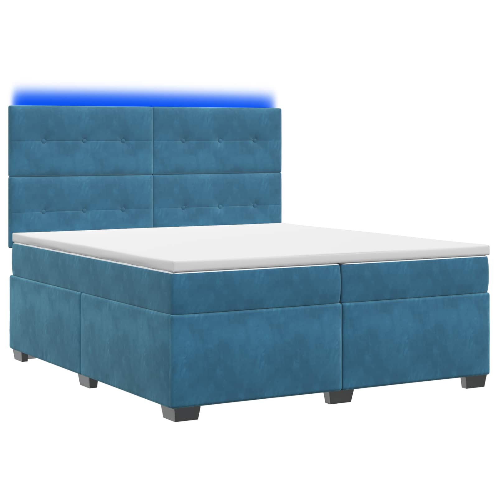 Κρεβάτι box spring με στρώμα Μπλε 200 x 200 cm Βελούδο - Pakobazaar