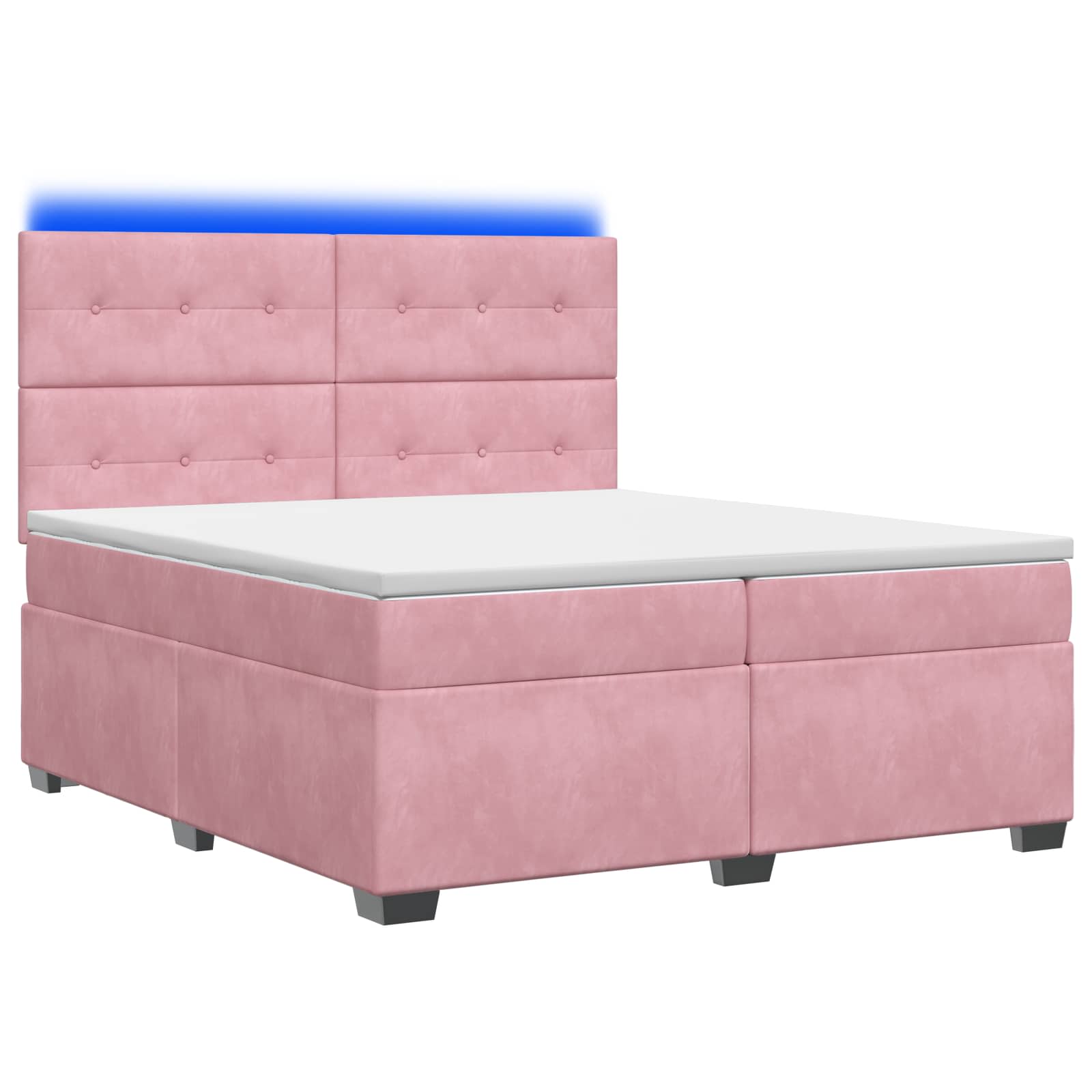 Κρεβάτι box spring με στρώμα Ροζ 200 x 200 cm Βελούδο