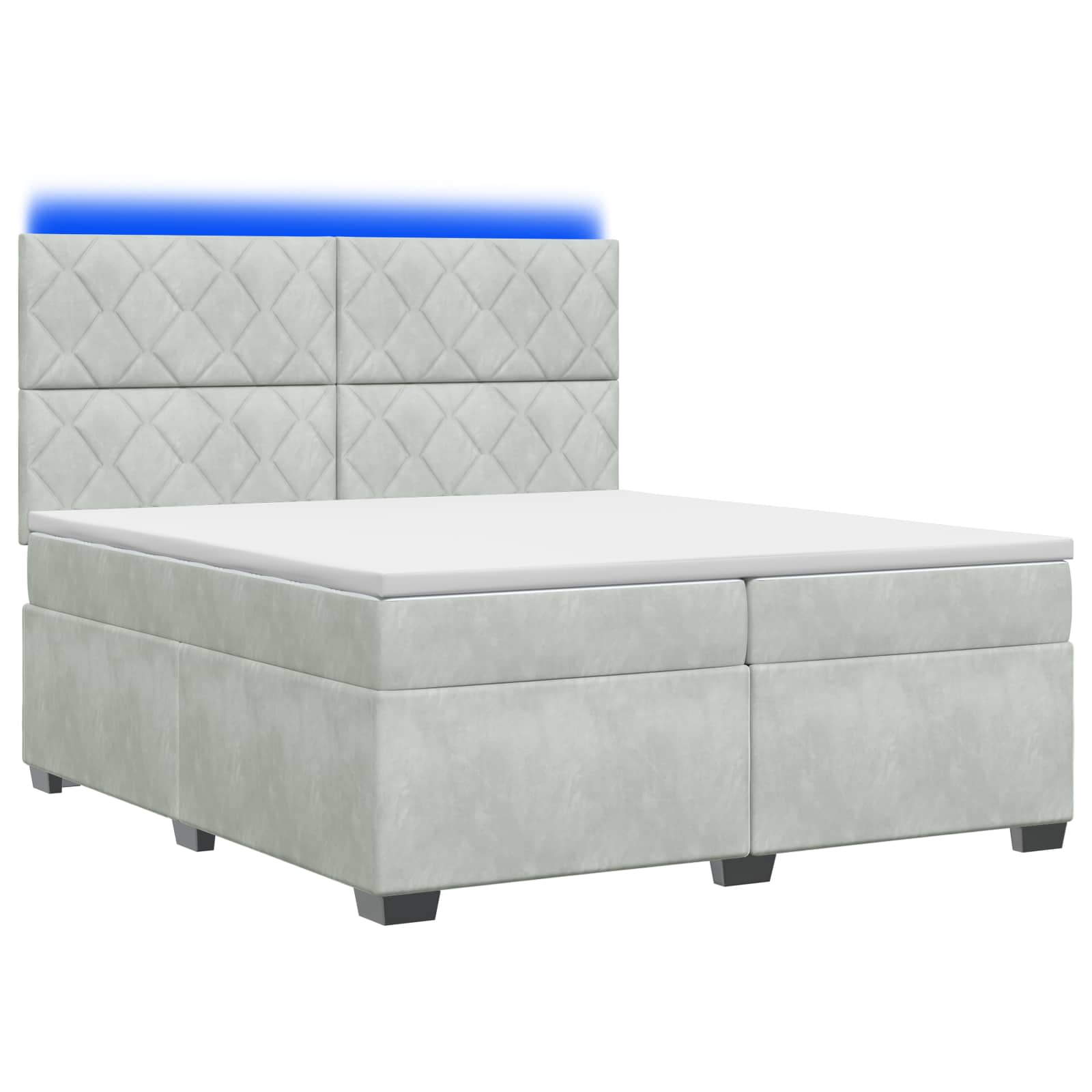 Κρεβάτι box spring με στρώμα Ανοιχτό γκρι 200 x 200 cm Βελούδο - Pakobazaar