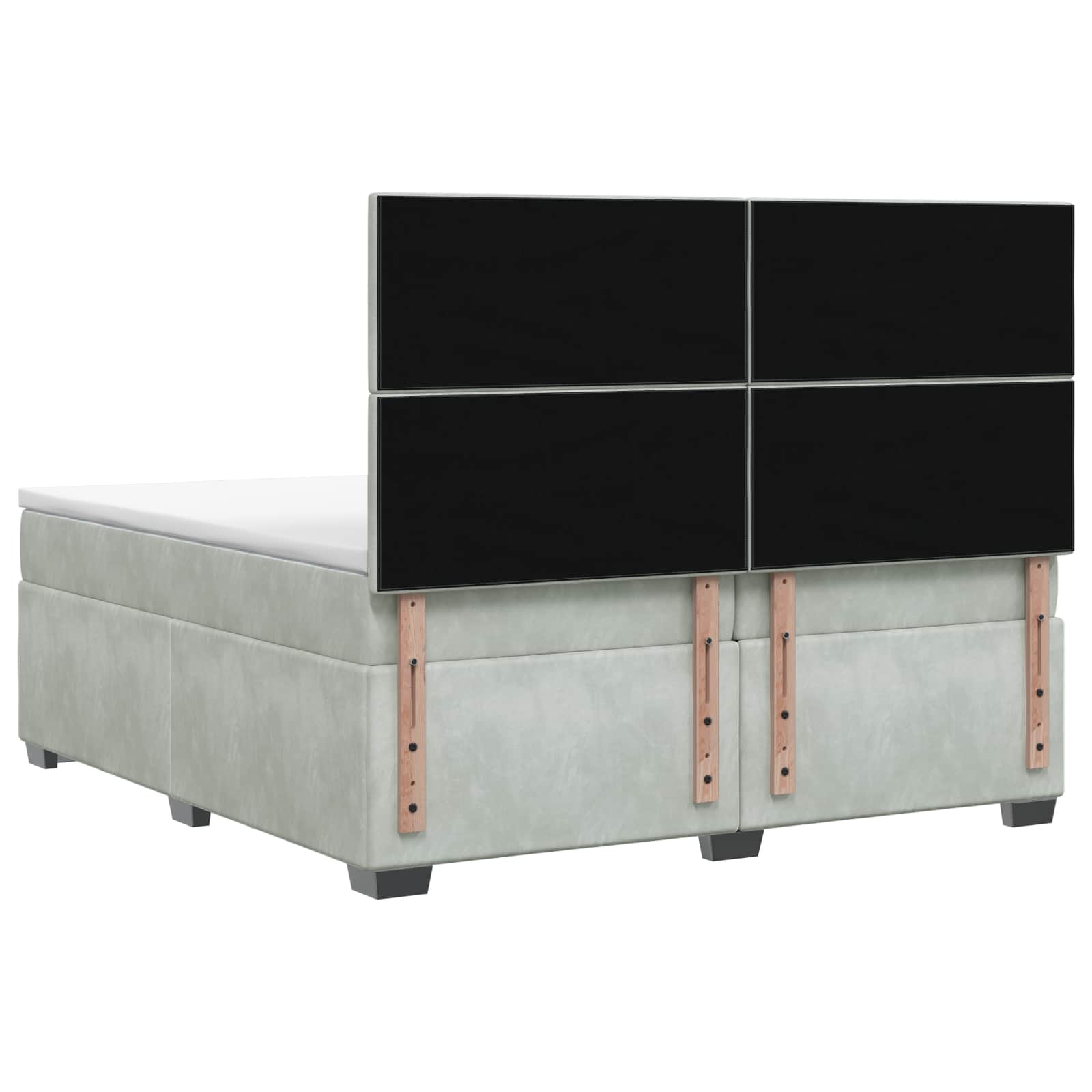 Κρεβάτι box spring με στρώμα Ανοιχτό γκρι 200 x 200 cm Βελούδο - Pakobazaar