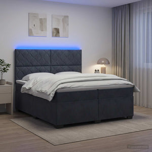 Κρεβάτι box spring με στρώμα Σκούρο Γκρι 200 x 200 cm Βελούδο - Pakobazaar