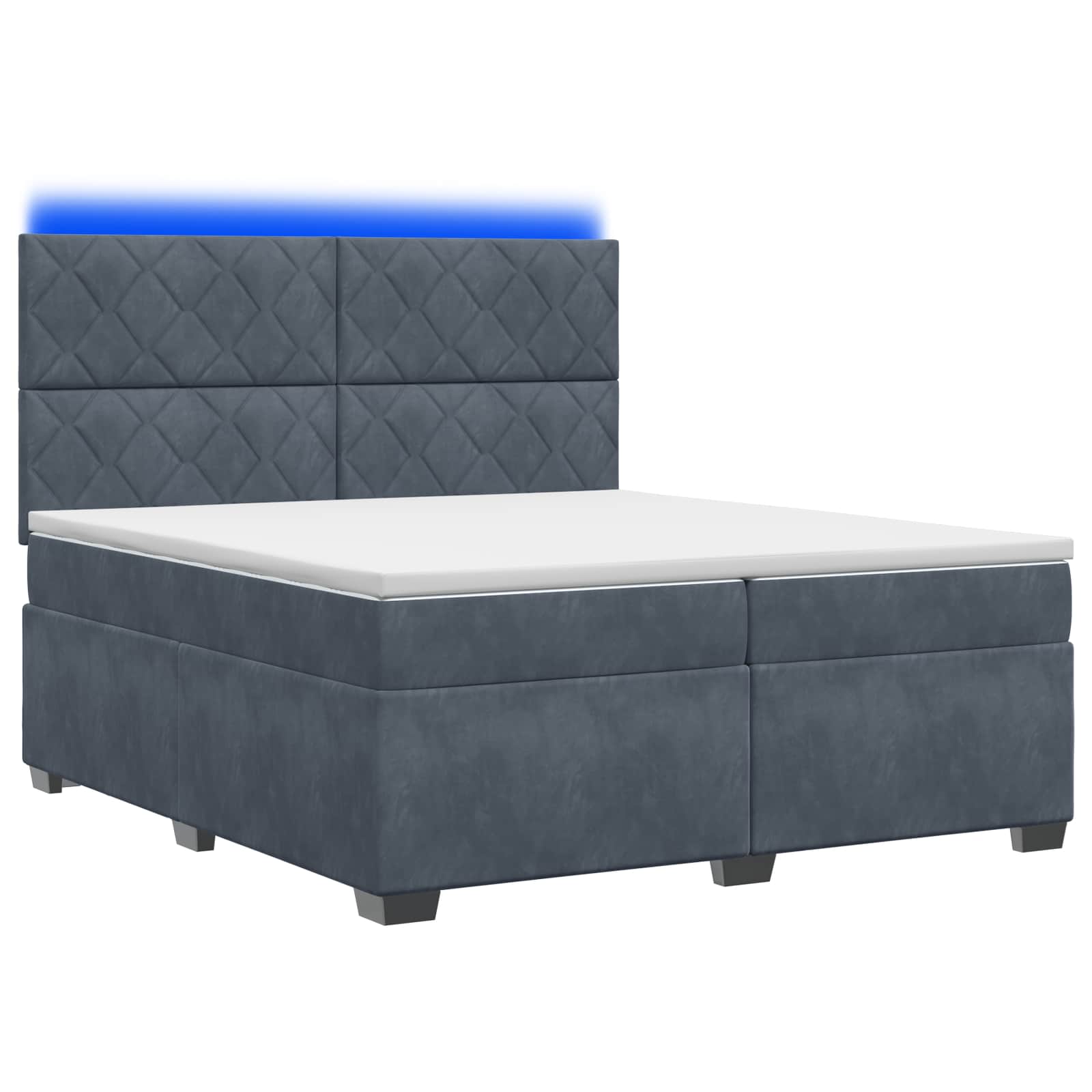 Κρεβάτι box spring με στρώμα Σκούρο Γκρι 200 x 200 cm Βελούδο - Pakobazaar