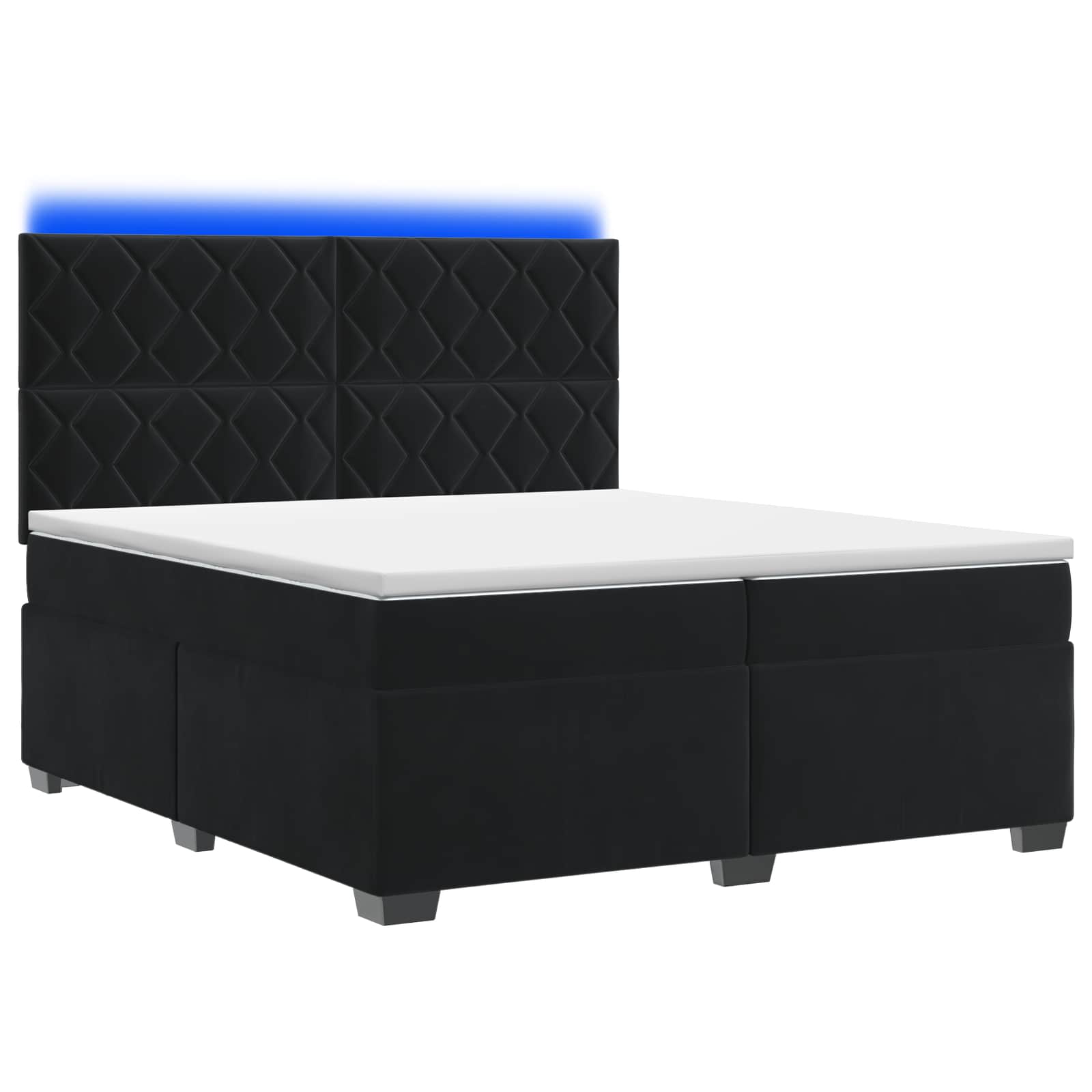Κρεβάτι box spring με στρώμα Μαύρο 200 x 200 cm Βελούδο - Pakobazaar