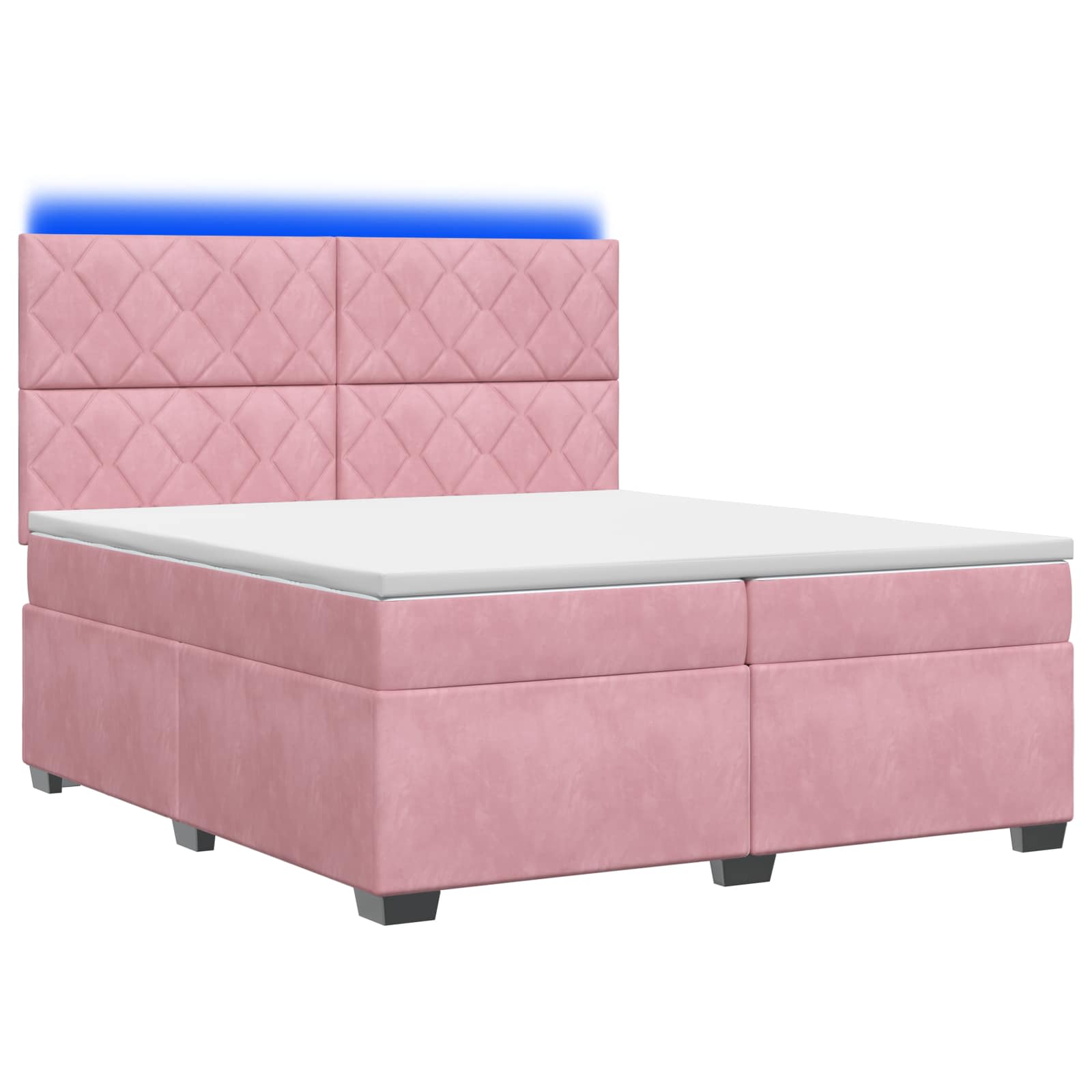 Κρεβάτι box spring με στρώμα Ροζ 200 x 200 cm Βελούδο - Pakobazaar