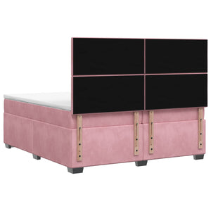 Κρεβάτι box spring με στρώμα Ροζ 200 x 200 cm Βελούδο - Pakobazaar