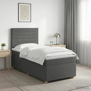 Κρεβάτι box spring με στρώμα Σκούρο Γκρι 90 x 190 cm Ύφασμα - Pakobazaar