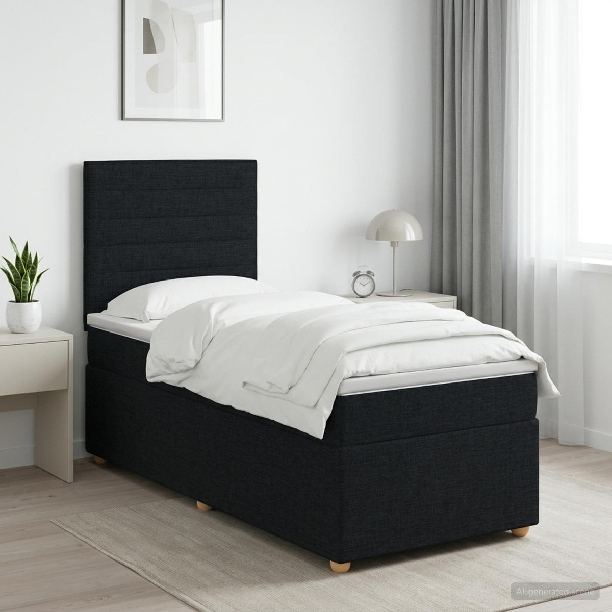 Κρεβάτι box spring με στρώμα Μαύρο 100 x 200 cm Ύφασμα