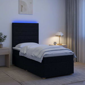 Κρεβάτι box spring με στρώμα Μαύρο 100 x 200 cm Ύφασμα