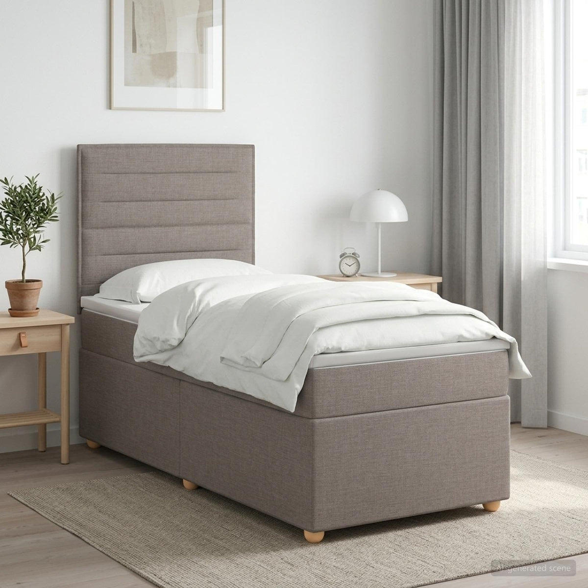 Κρεβάτι box spring με στρώμα Taupe 80 x 200 cm Ύφασμα