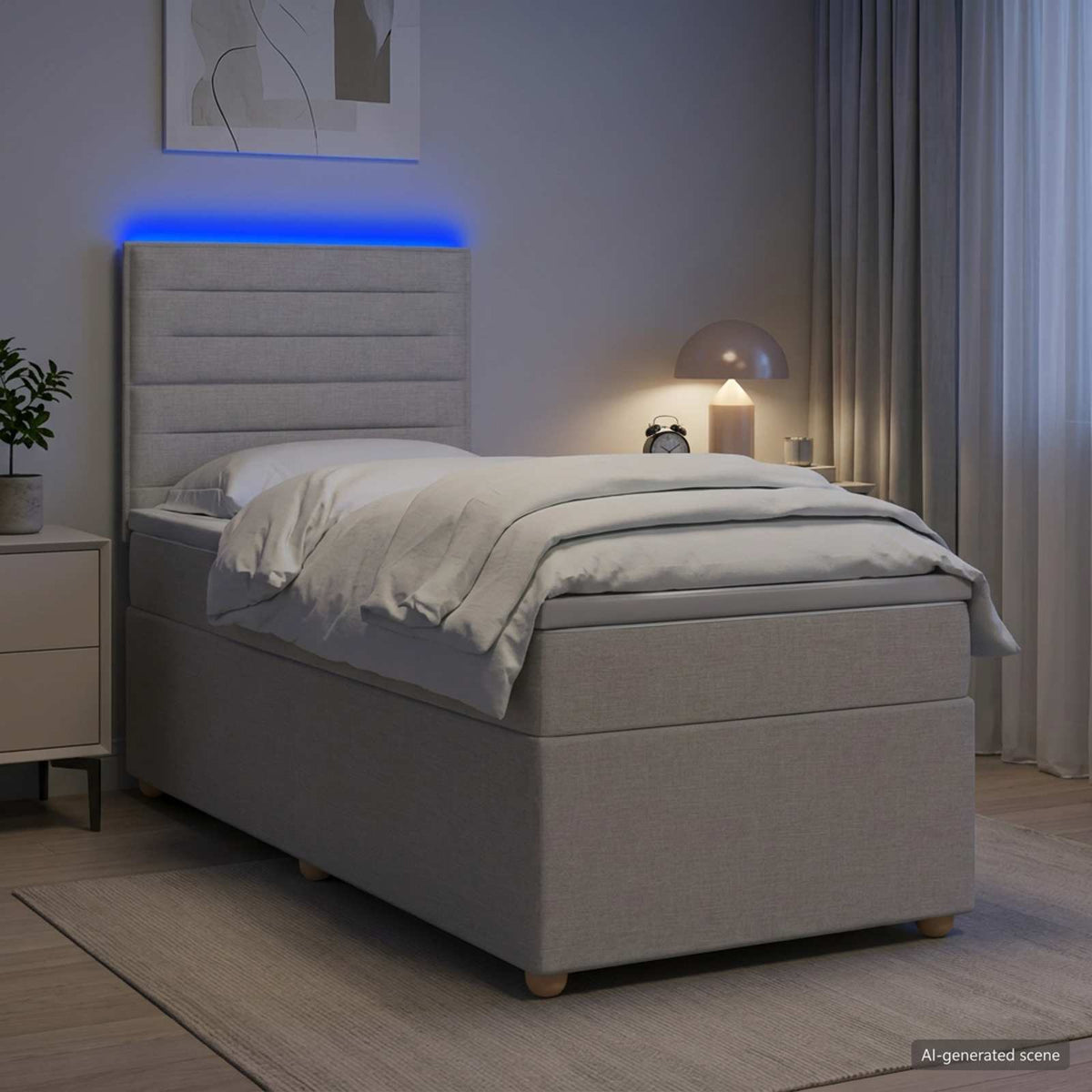 Κρεβάτι box spring με στρώμα Taupe 80 x 200 cm Ύφασμα
