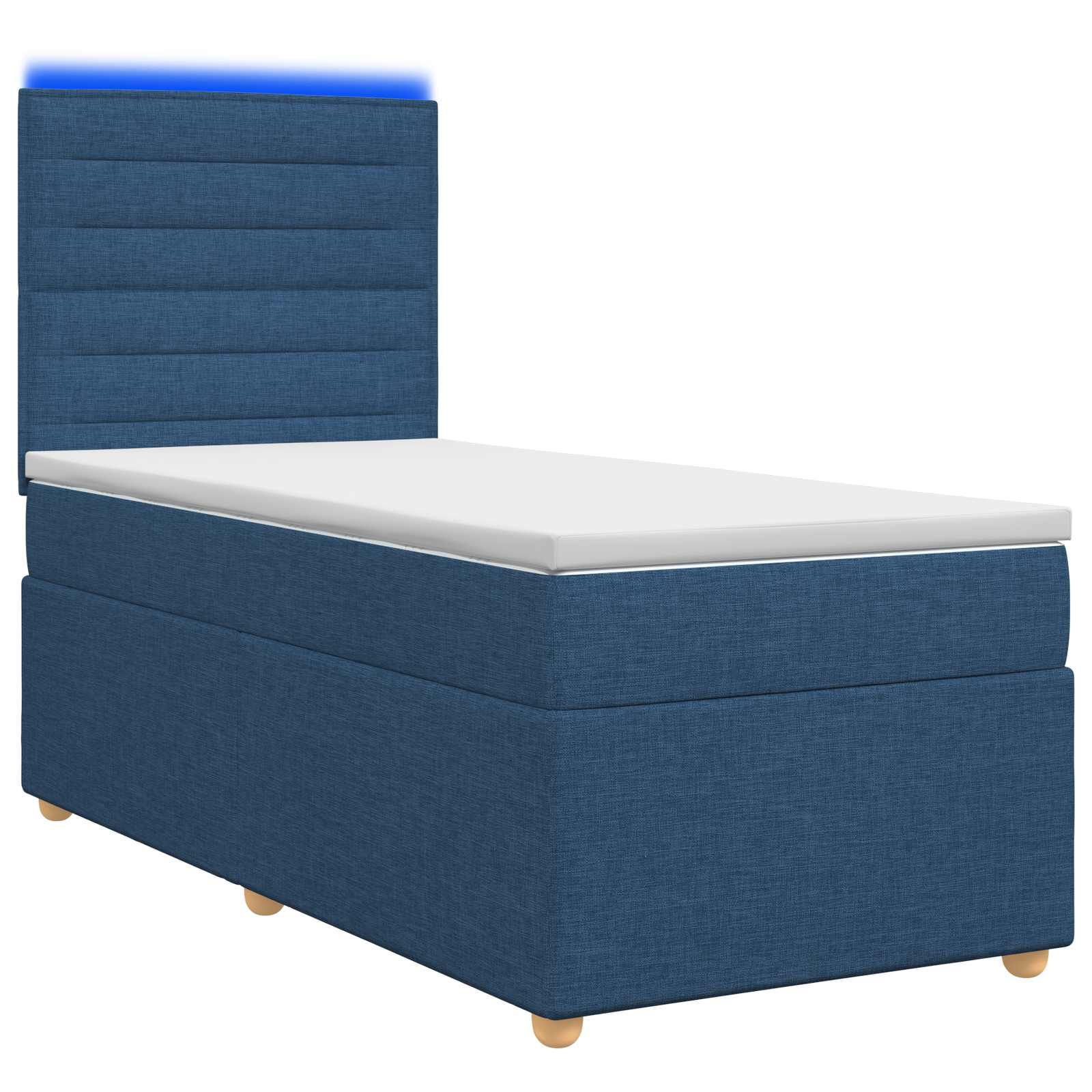 Κρεβάτι box spring με στρώμα Μπλε 80 x 200 cm Ύφασμα - Pakobazaar