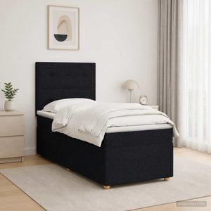 Κρεβάτι box spring με στρώμα Μαύρο 100 x 200 cm Ύφασμα - Pakobazaar