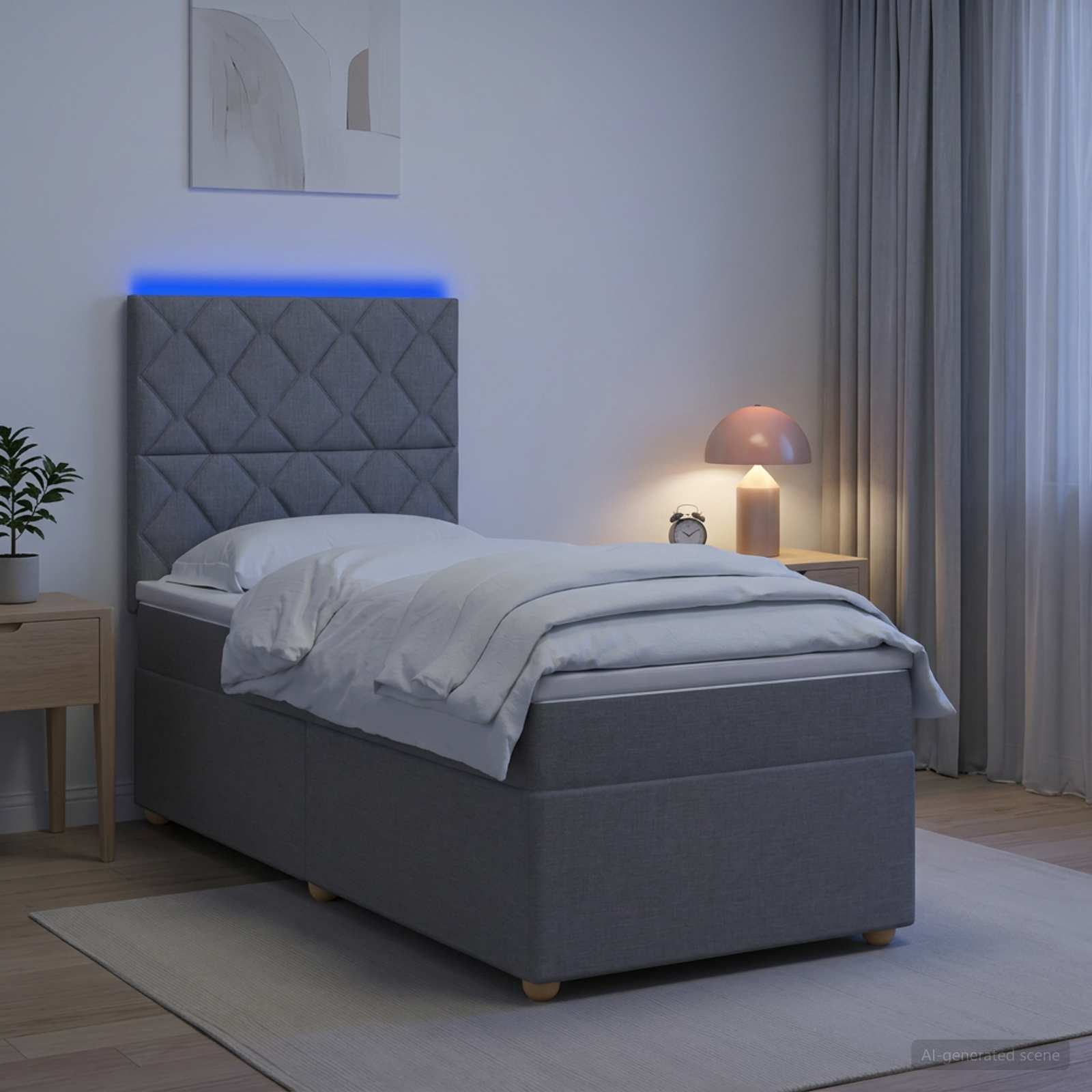 Κρεβάτι box spring με στρώμα Ανοιχτό γκρι 80 x 200 cm Ύφασμα - Pakobazaar