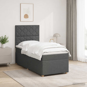 Κρεβάτι box spring με στρώμα Σκούρο Γκρι 90 x 190 cm Ύφασμα - Pakobazaar