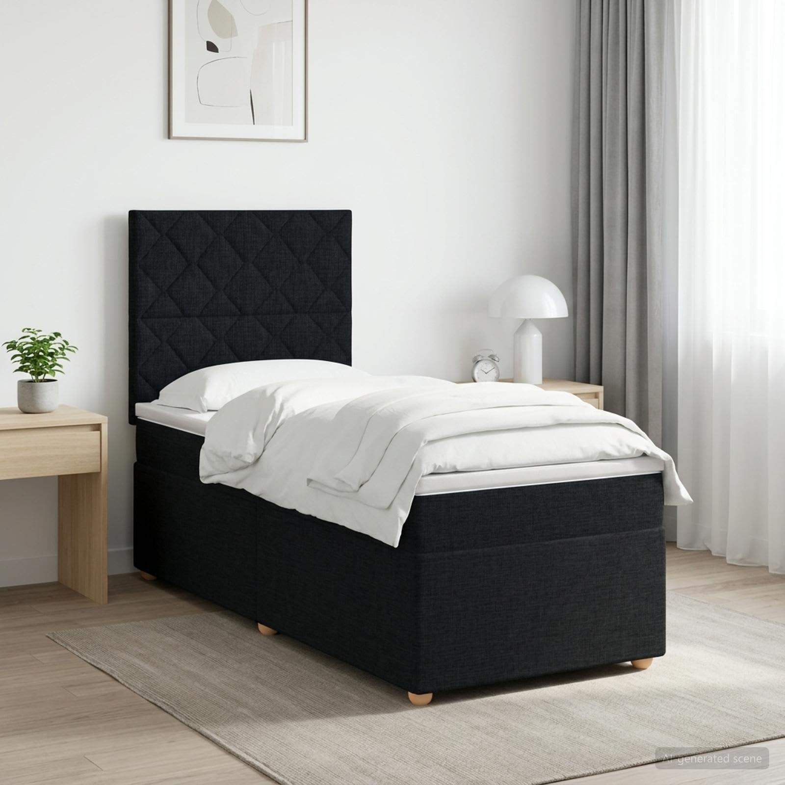 Κρεβάτι box spring με στρώμα Μαύρο 80 x 200 cm Ύφασμα