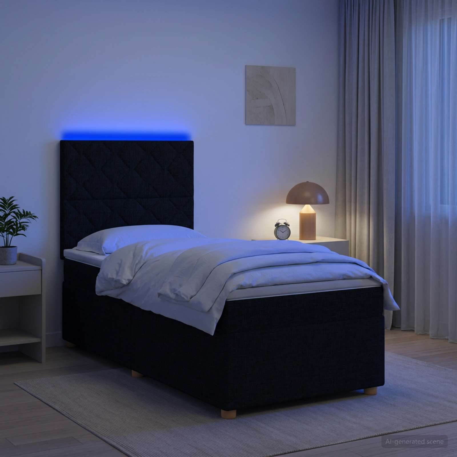 Κρεβάτι box spring με στρώμα Μαύρο 80 x 200 cm Ύφασμα