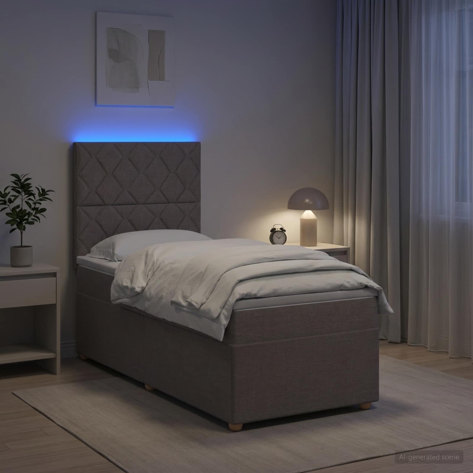 Κρεβάτι box spring με στρώμα Taupe 100 x 200 cm Ύφασμα - Pakobazaar