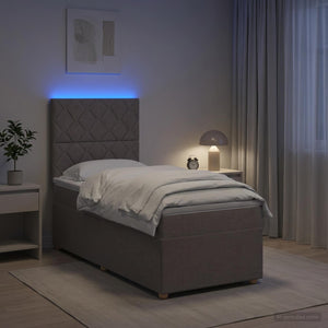 Κρεβάτι box spring με στρώμα Taupe 90 x 190 cm Ύφασμα - Pakobazaar