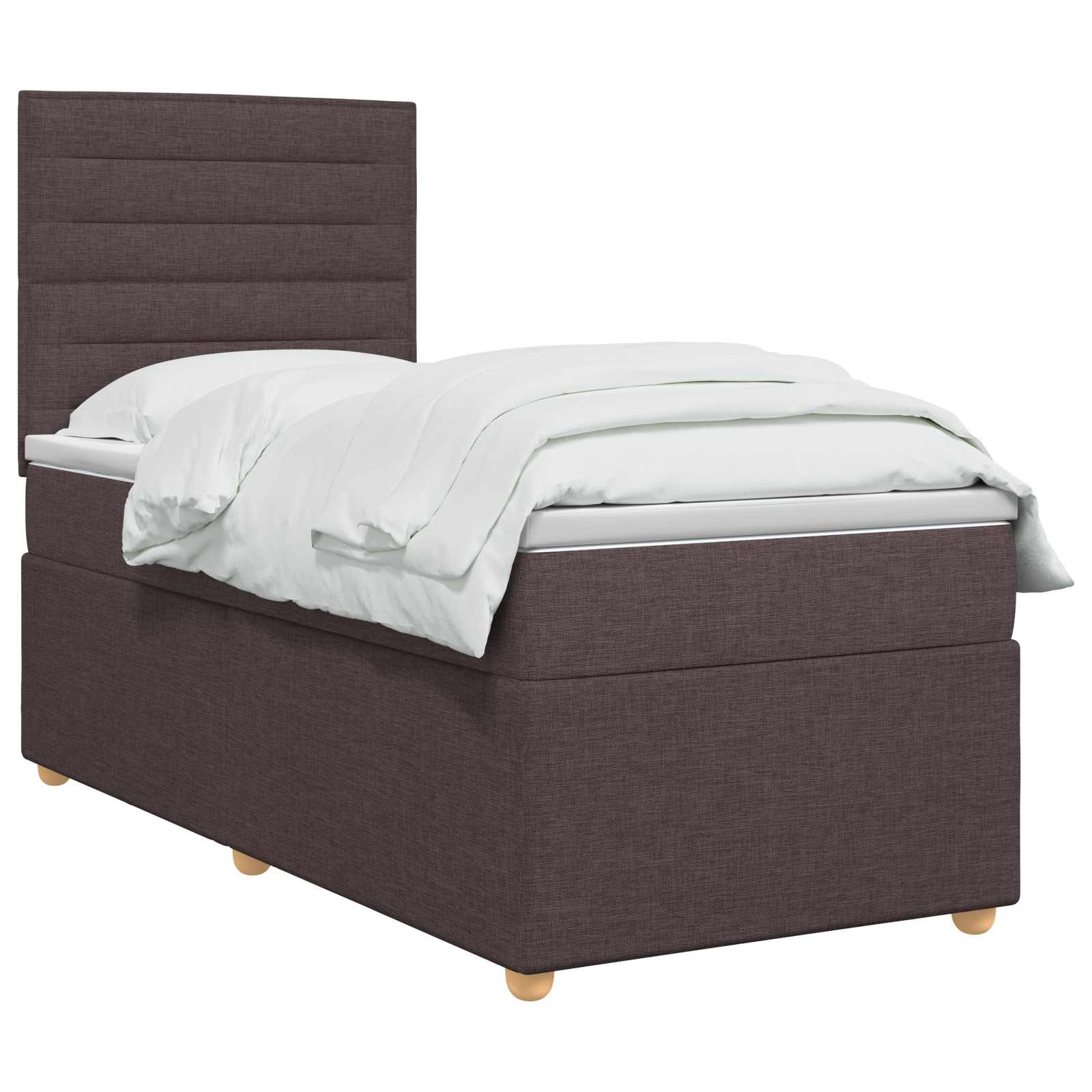 Κρεβάτι box spring με στρώμα Σκούρο Καφέ 90 x 190 cm Ύφασμα