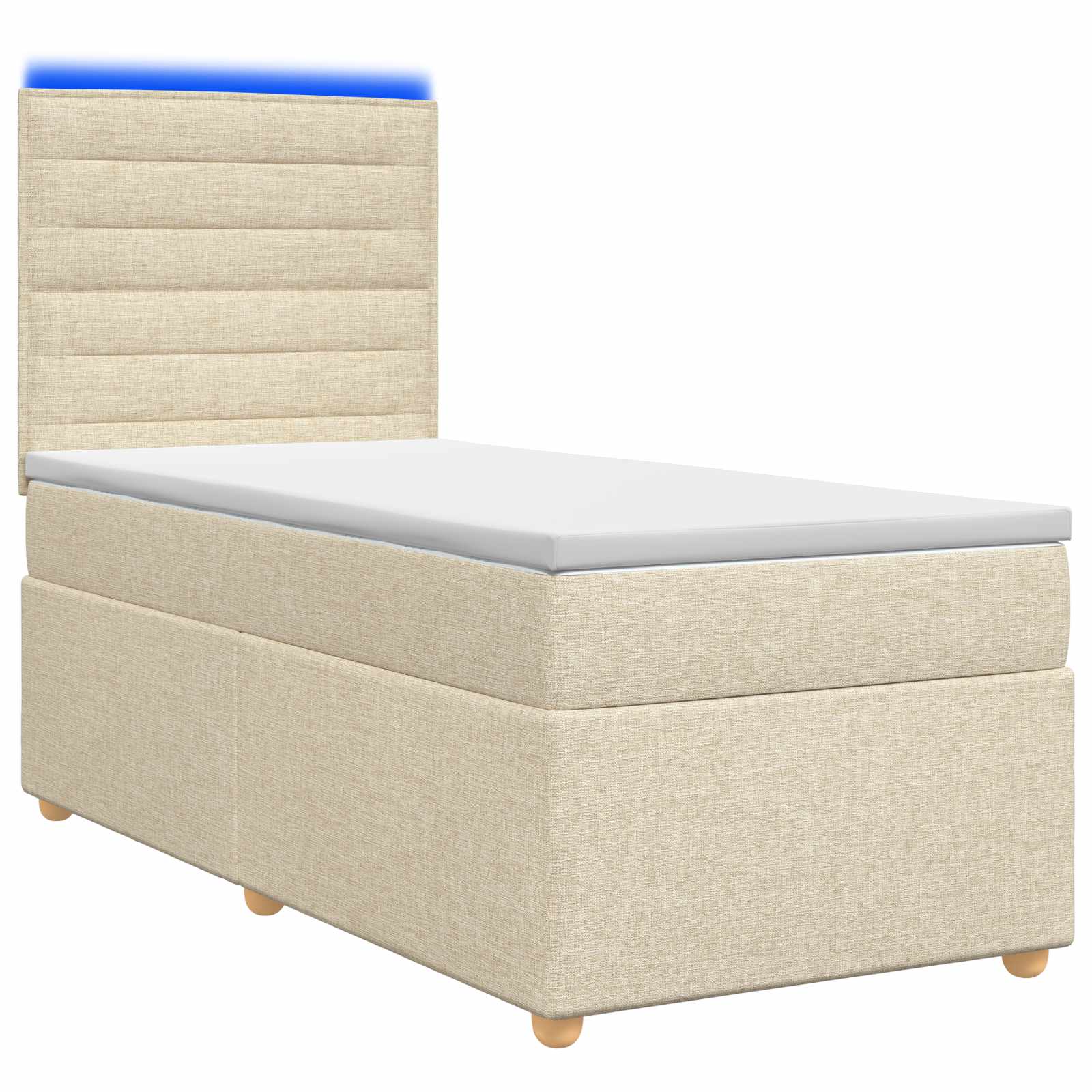 Κρεβάτι box spring με στρώμα Κρεμ 90 x 190 cm Ύφασμα - Pakobazaar