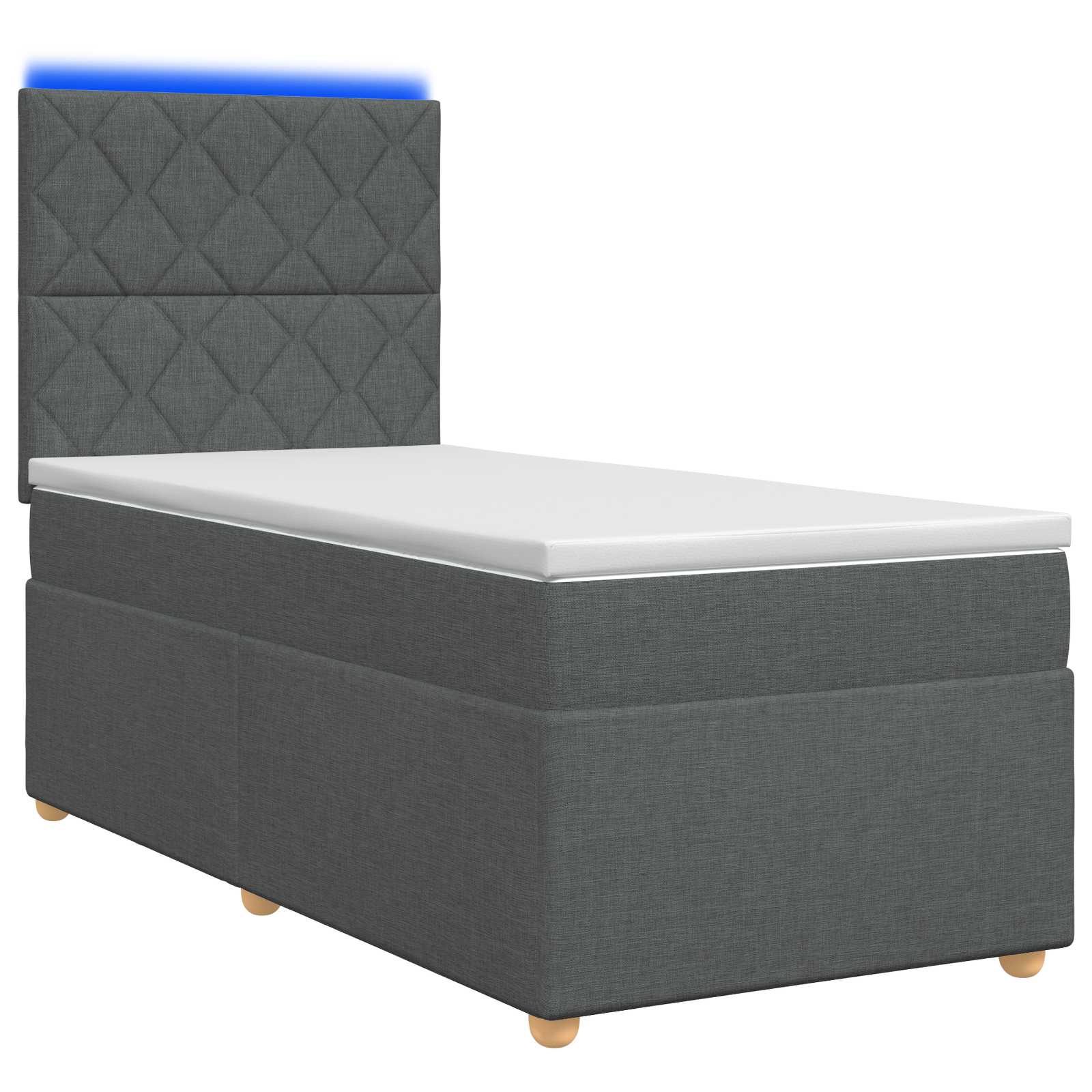 Κρεβάτι box spring με στρώμα Σκούρο Γκρι 90 x 190 cm Ύφασμα - Pakobazaar
