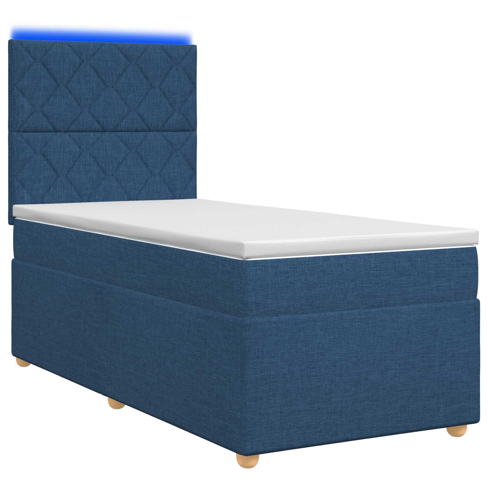 Κρεβάτι box spring με στρώμα Μπλε 90 x 190 cm Ύφασμα - Pakobazaar