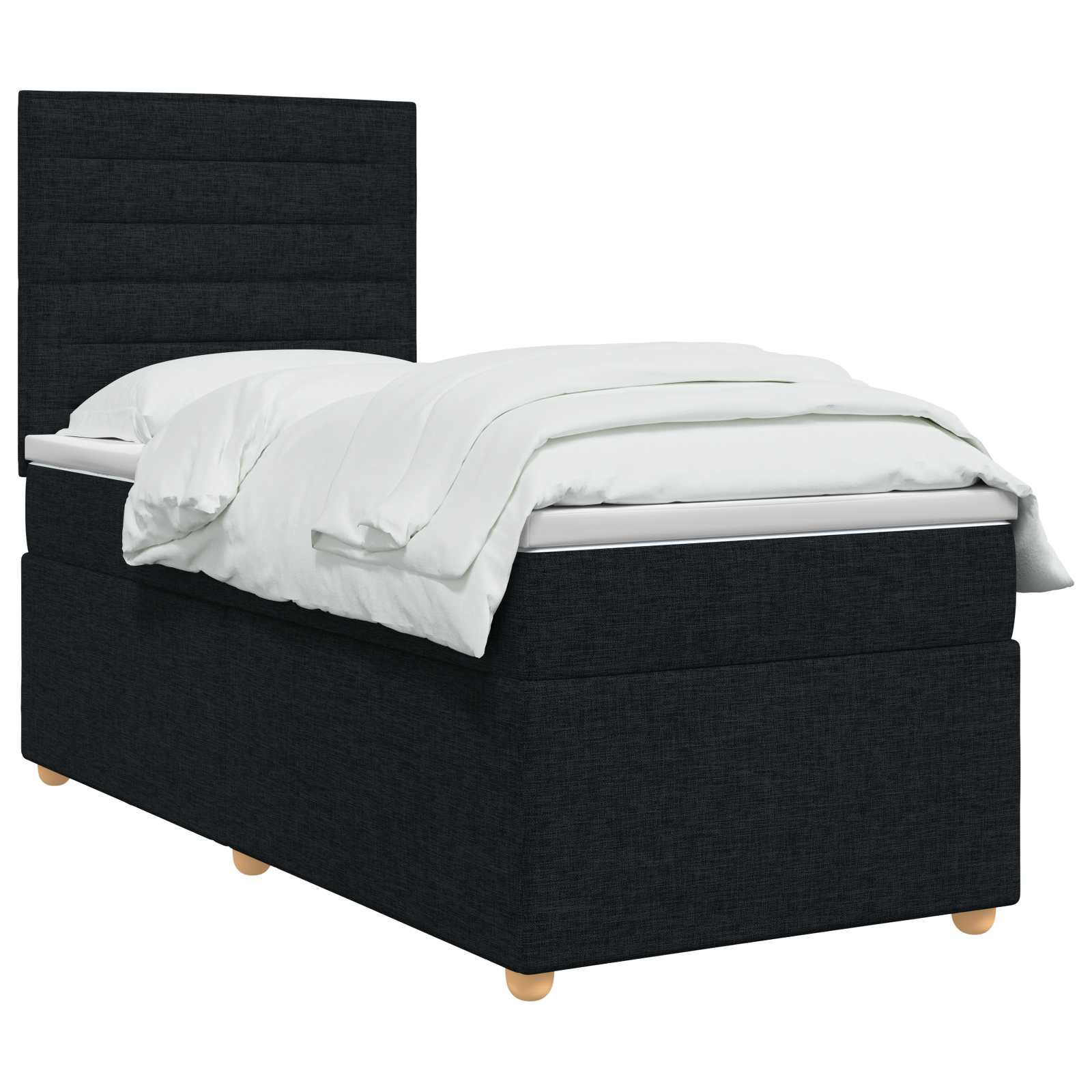 Κρεβάτι box spring με στρώμα Μαύρο 90 x 200 cm Ύφασμα