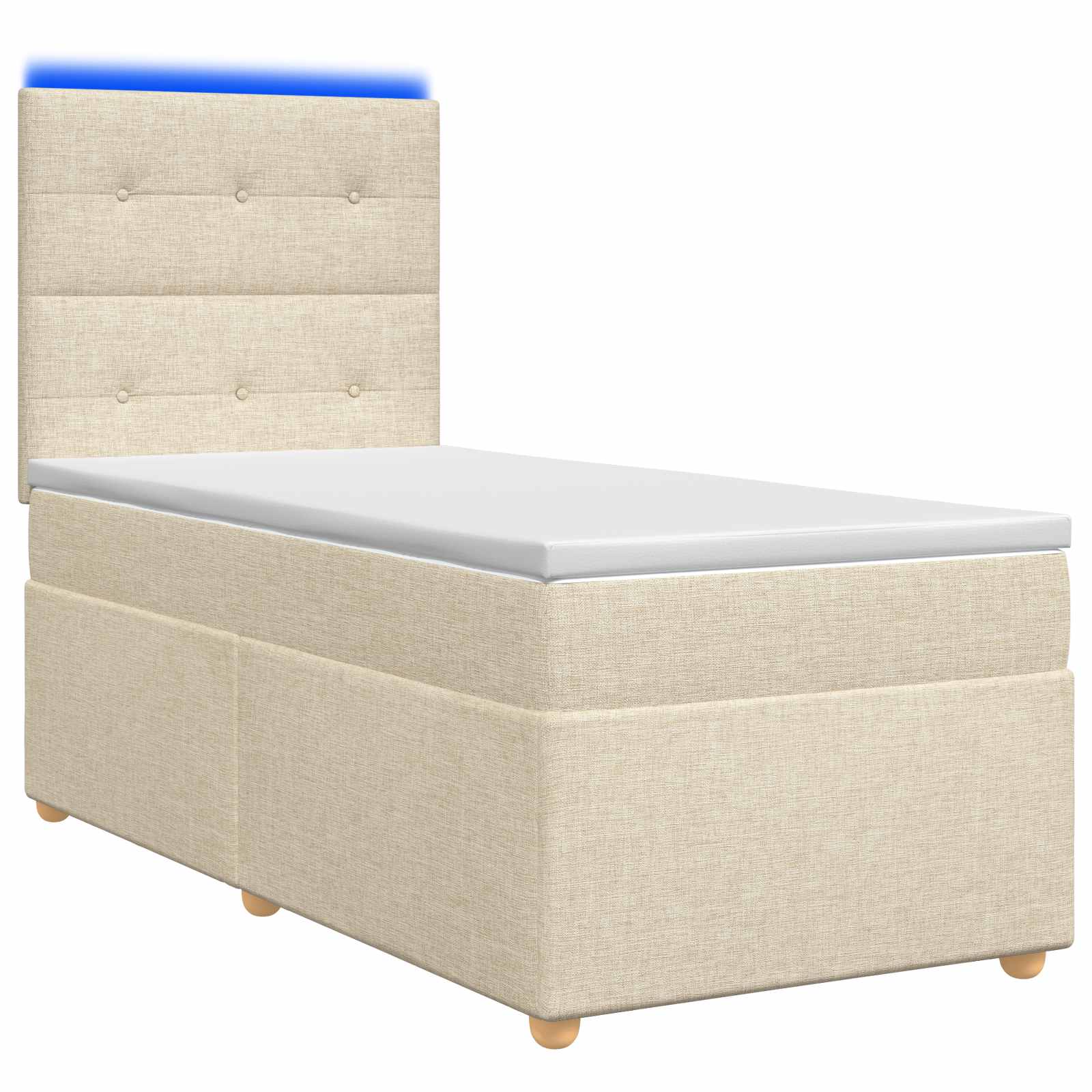 Κρεβάτι box spring με στρώμα Κρεμ 90 x 200 cm Ύφασμα - Pakobazaar