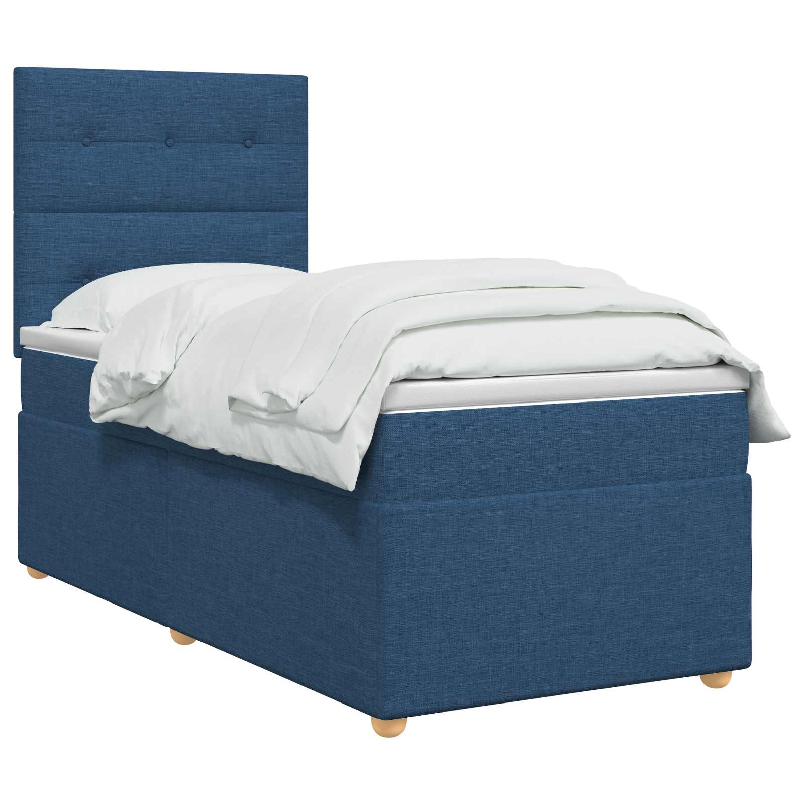 Κρεβάτι box spring με στρώμα Μπλε 90 x 200 cm Ύφασμα