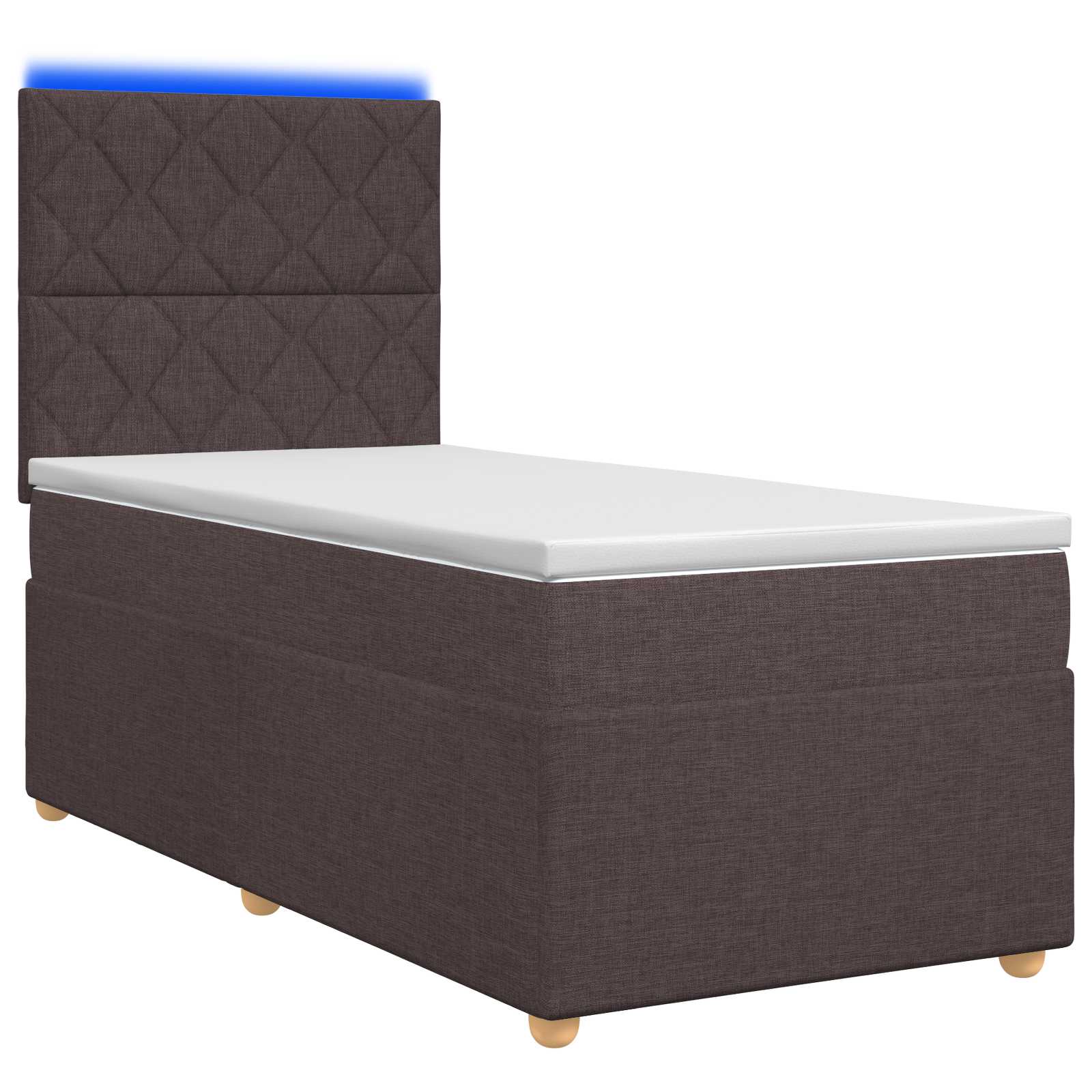 Κρεβάτι box spring με στρώμα Σκούρο Καφέ 90 x 200 cm Ύφασμα - Pakobazaar