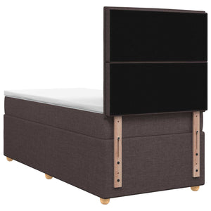 Κρεβάτι box spring με στρώμα Σκούρο Καφέ 90 x 200 cm Ύφασμα - Pakobazaar